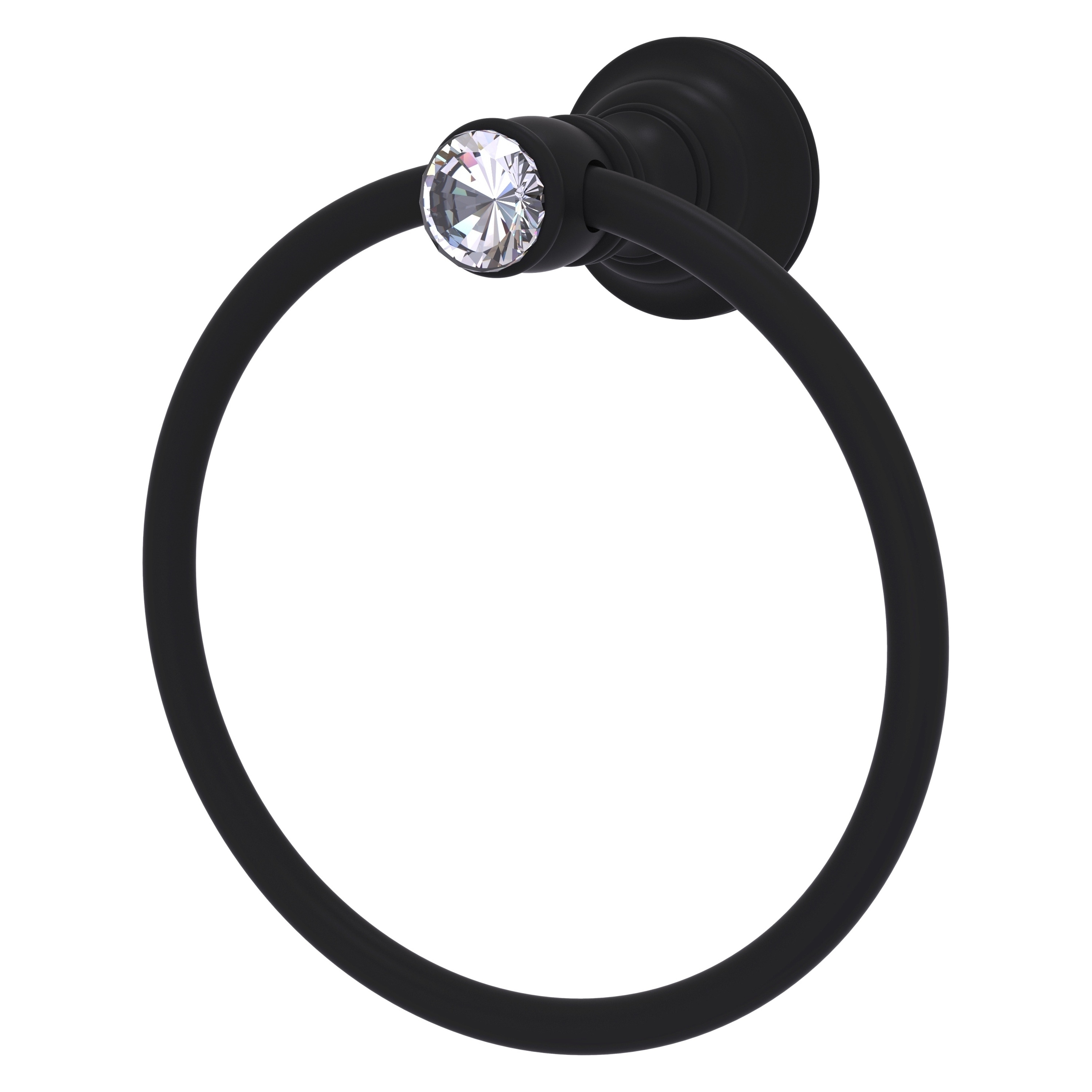 Allied Brass CC-16-BKM Carolina Crystal Matte Black Wall mount Single Towel Ring