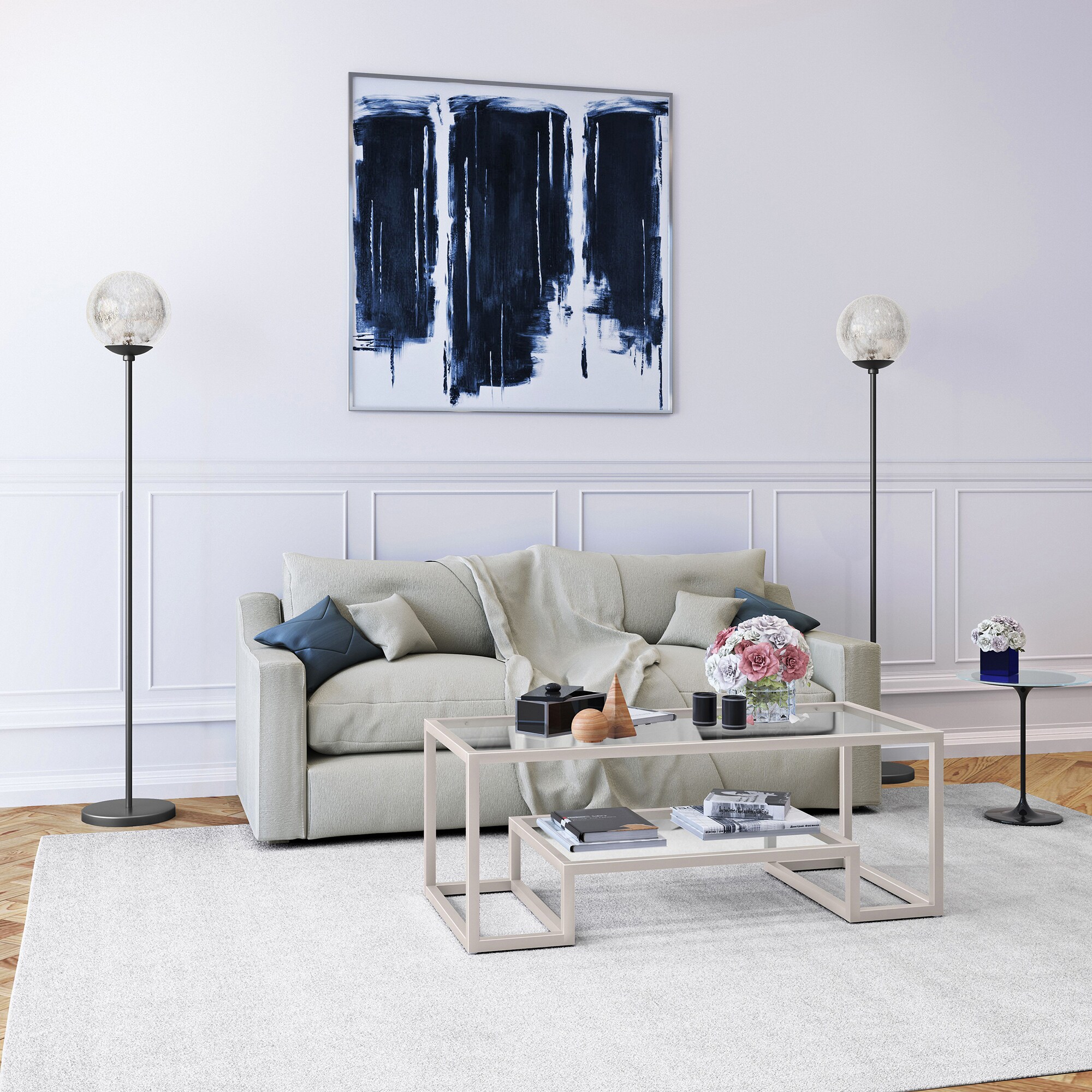 Oula Traditional Mercury Glass Floor Lamp in Blackened Bronze