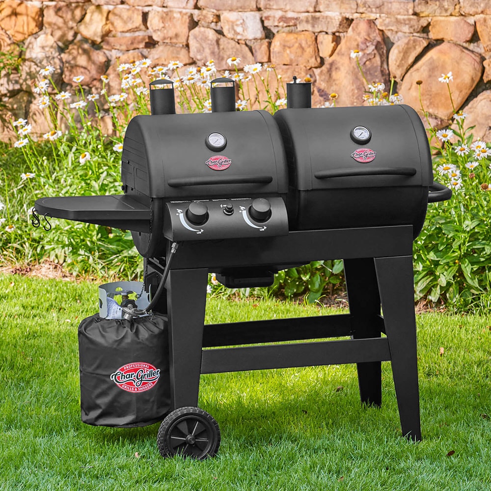 Char Griller Dual 2 Burner Gas and Charcoal Grill Black Gas and Charcoal Combo Grill in the Combo Grills department at Lowes