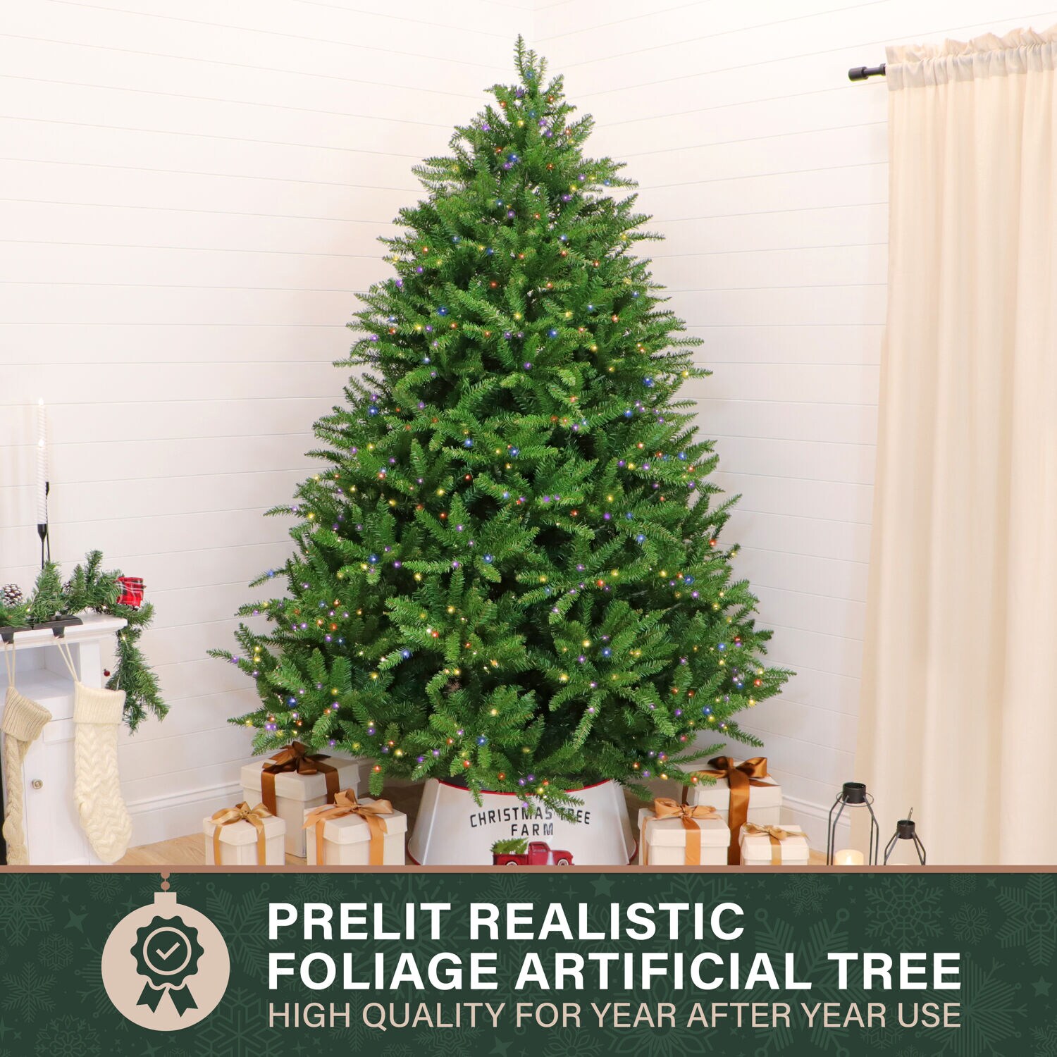 Fraser Hill Farm 7.5ft Centerville Pine Artificial Christmas Tree with