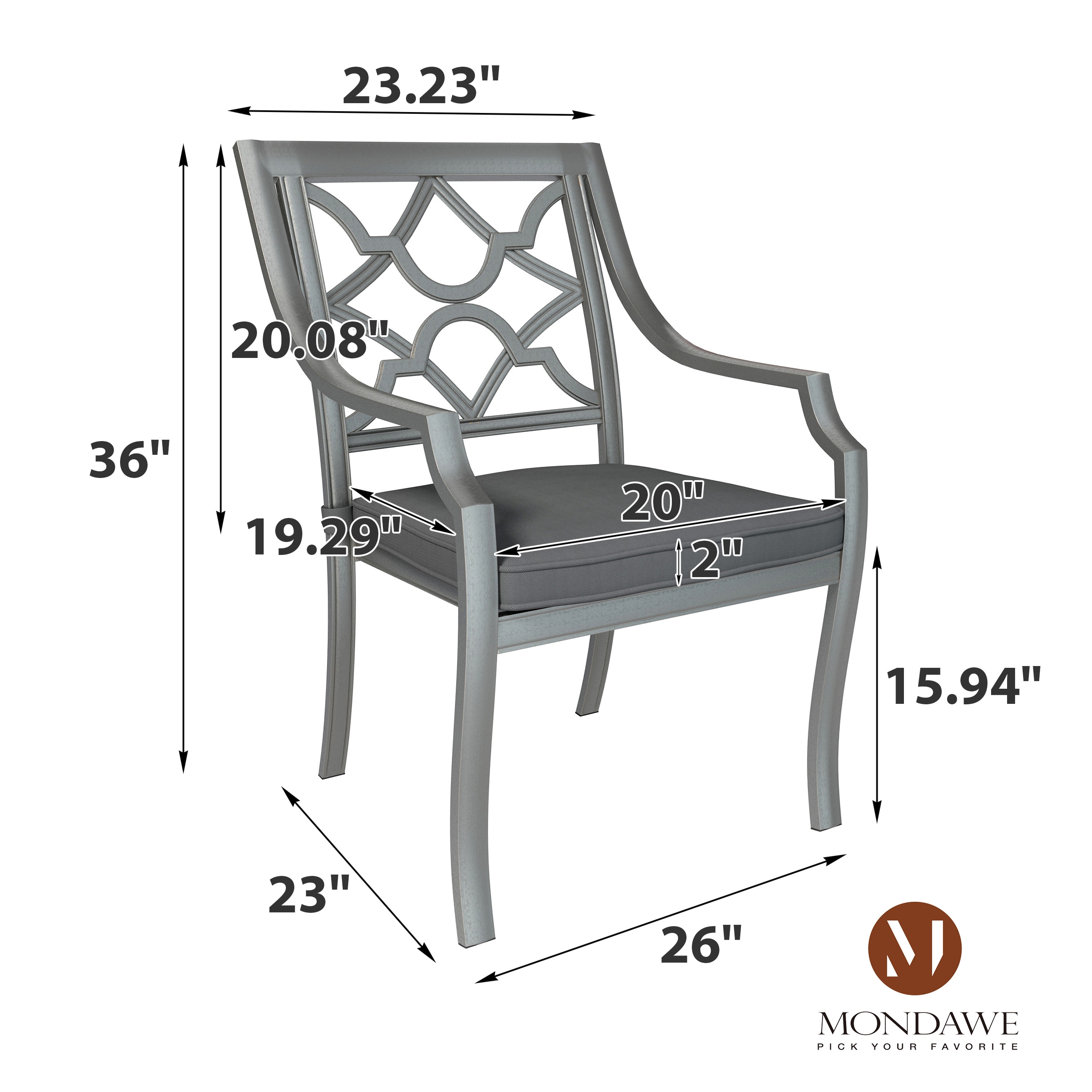 Mondawe MOODCAKLGY6 Patio-Chairs - View #10