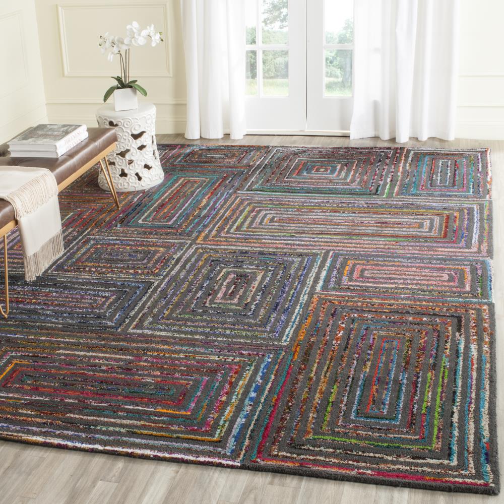 Handmade Multicolor Wool and Cotton 6' x 9' Rectangular Area Rug