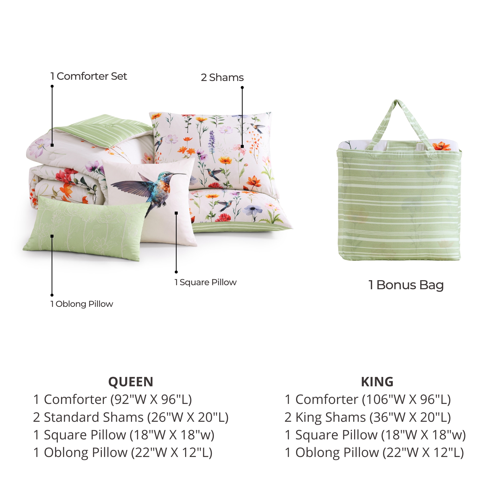 Ivory Queen Cotton Reversible Floral Comforter Set