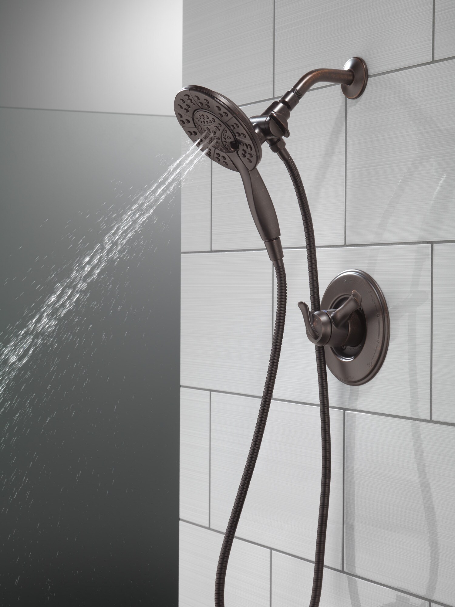 Venetian Bronze 4-Setting Dual Shower Head with Handheld Spray