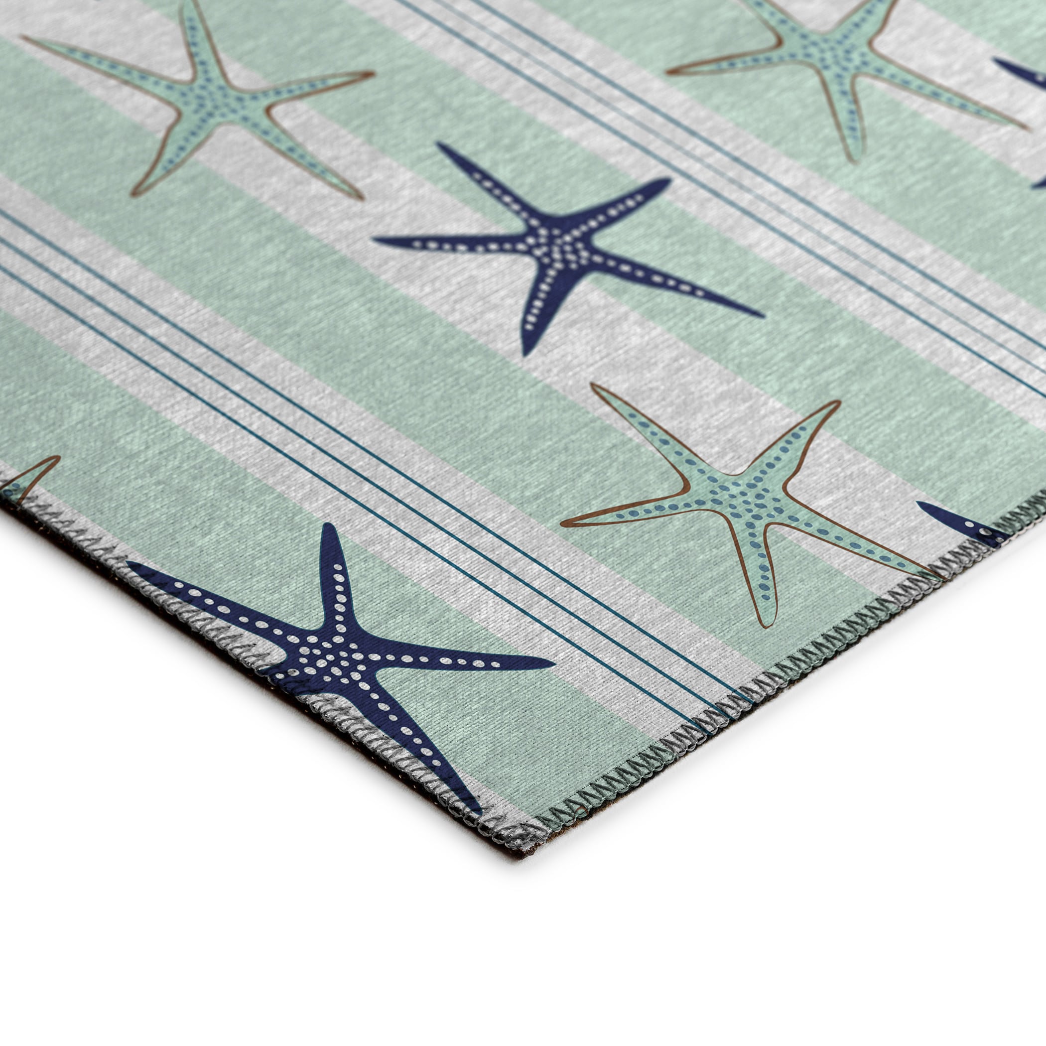 Coastal Breeze Blue Chenille 8' x 10' Washable Flatweave Rug