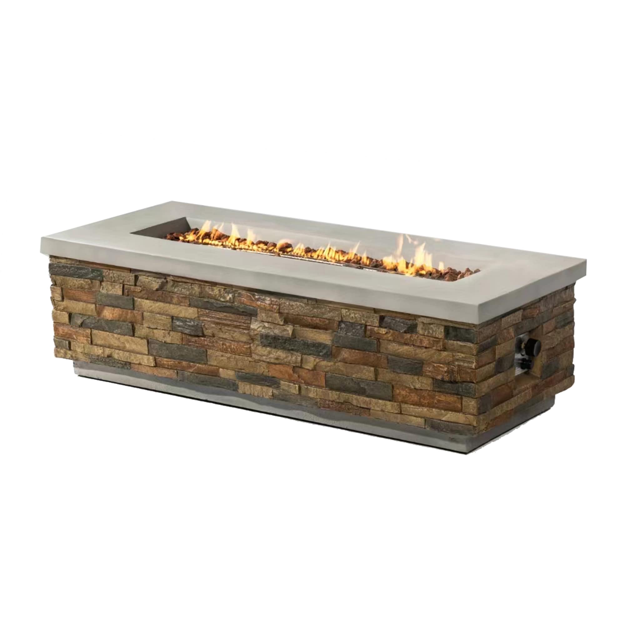 Bybafun YA6400134 60-in W 50000 Maximum BTUs Magnesium oxide Rectangle Liquid propane Fire pit table
