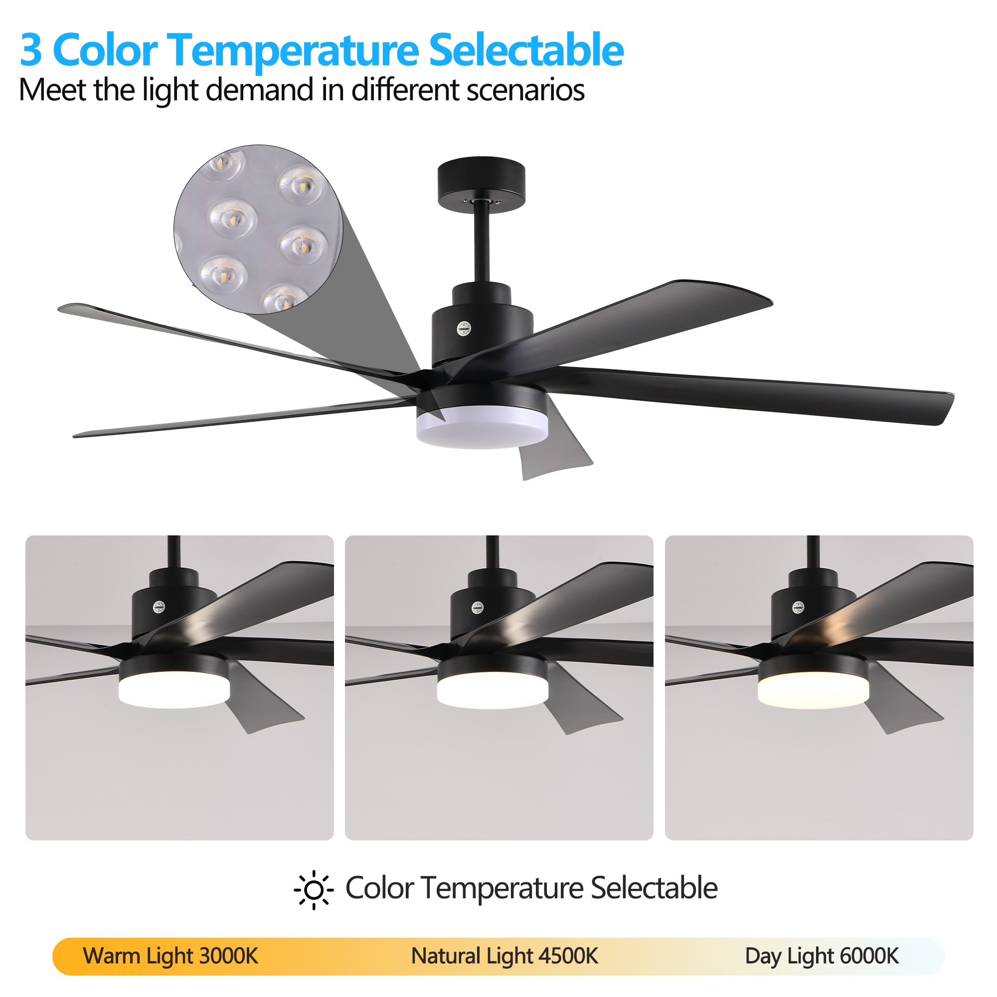 WELLFOR GYH52-1084-5BK Ceiling-Fans - View #6