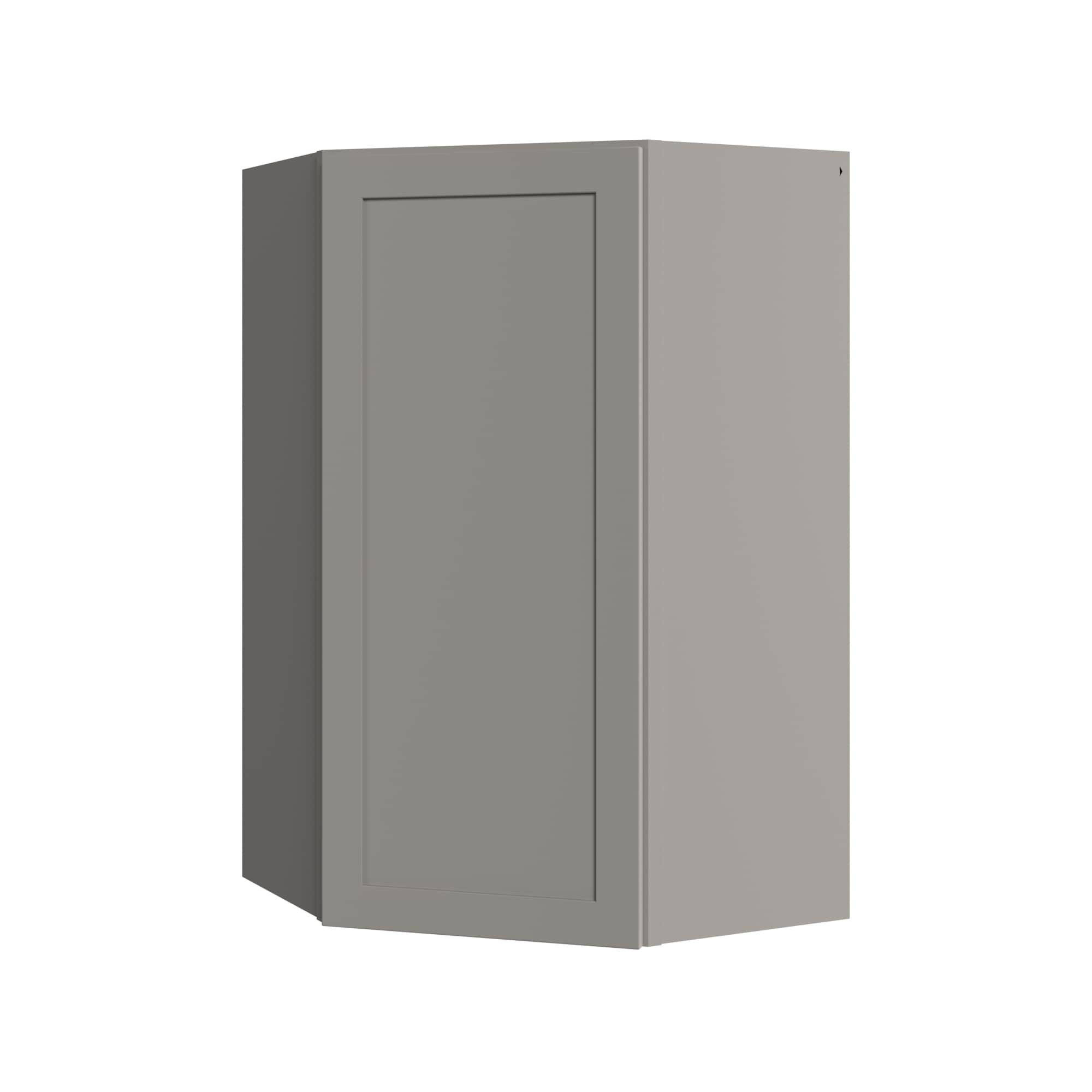 KraftMaid Momentum WA2439RG81 Deveron 24-in W x 39-in H x 24-in D Pebble Grey Diagonal Corner wall Fully assembled Plywood Cabinet (Recessed Panel Shaker)