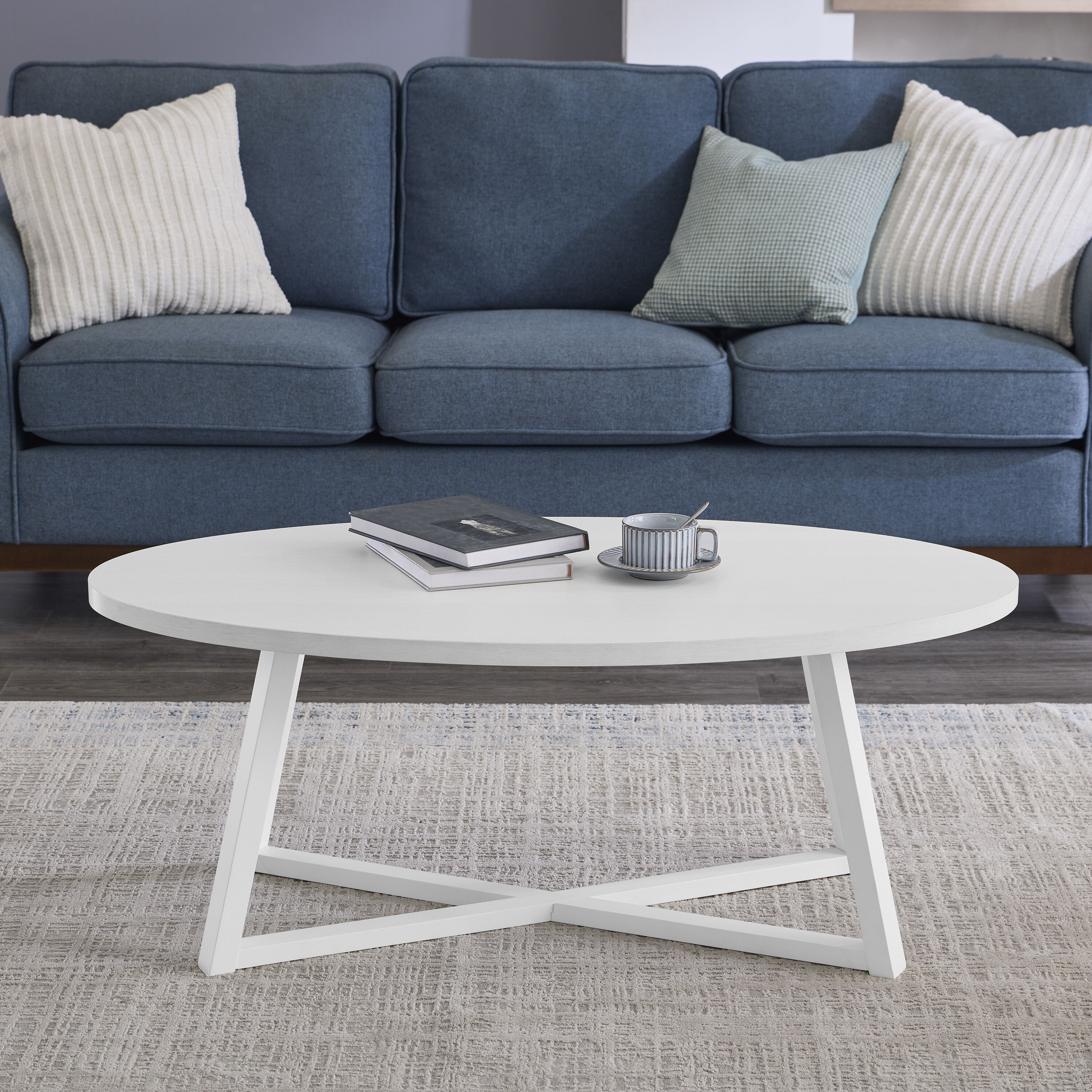 Roundhill Furniture OC0165WH Harmony White Rubberwood MDF Casual Coffee Table
