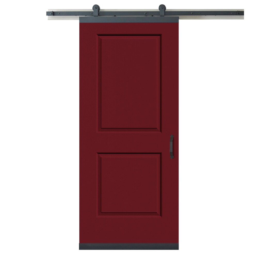 RELIABILT LO1344911 36-in x 80-in Barn red Square Molded composite Hollow core Single Barn Door (Hardware Included)