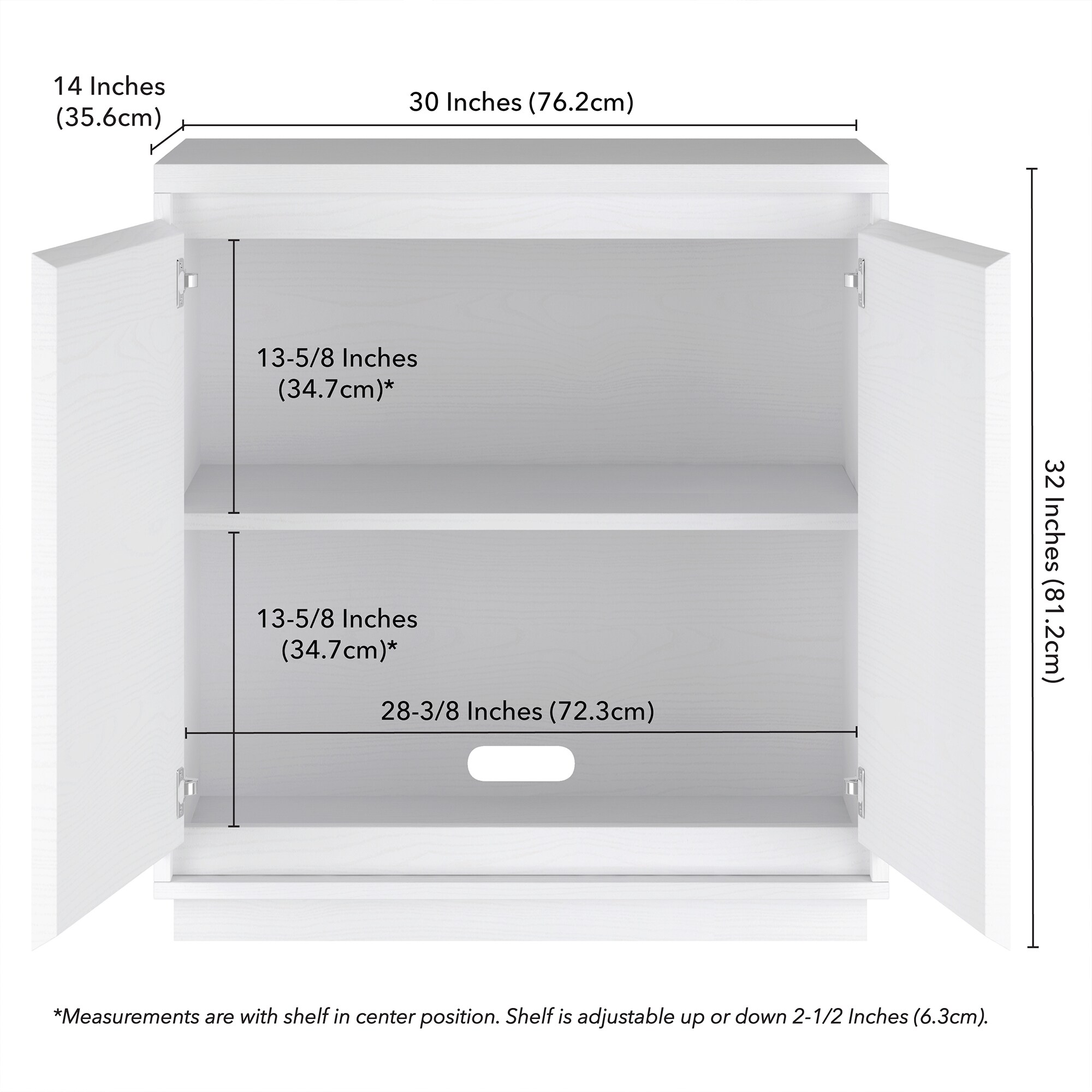 White Rectangular Accent Cabinet with Adjustable Shelving