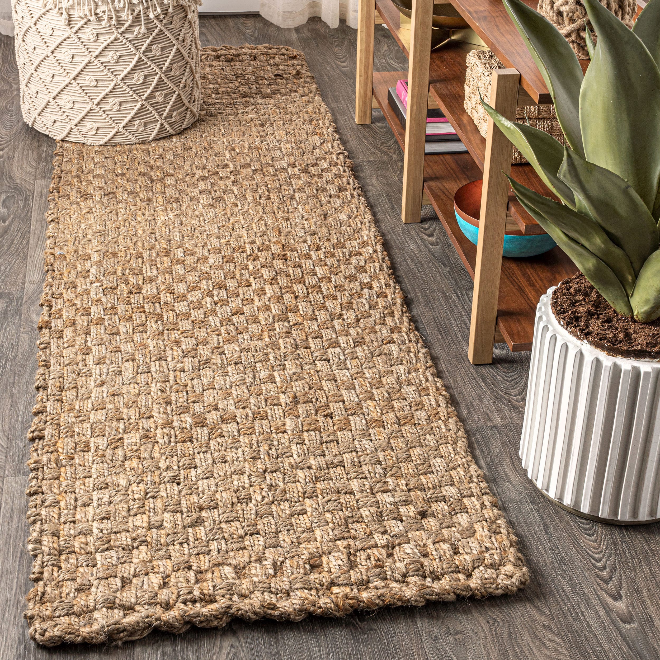 JONATHAN  Y NFR102A-28 NATURAL FIBER Estera Boucle 2 x 8 (ft) Loomed Jute Natural Rectangular Indoor Solid Bohemian/Eclectic Runner rug