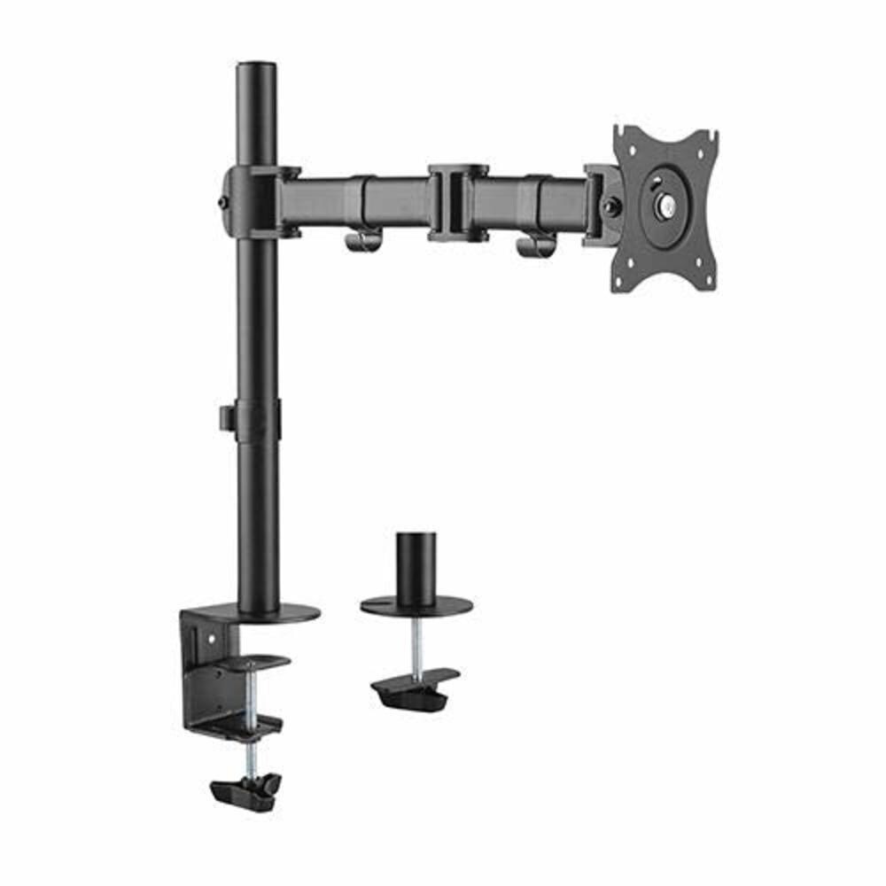 QualGear QG-DM-01-022 3-Way Articulating Single Monitor Desk Mount for 13 in- 27 in Flat Panel and Curved Monitors, Black