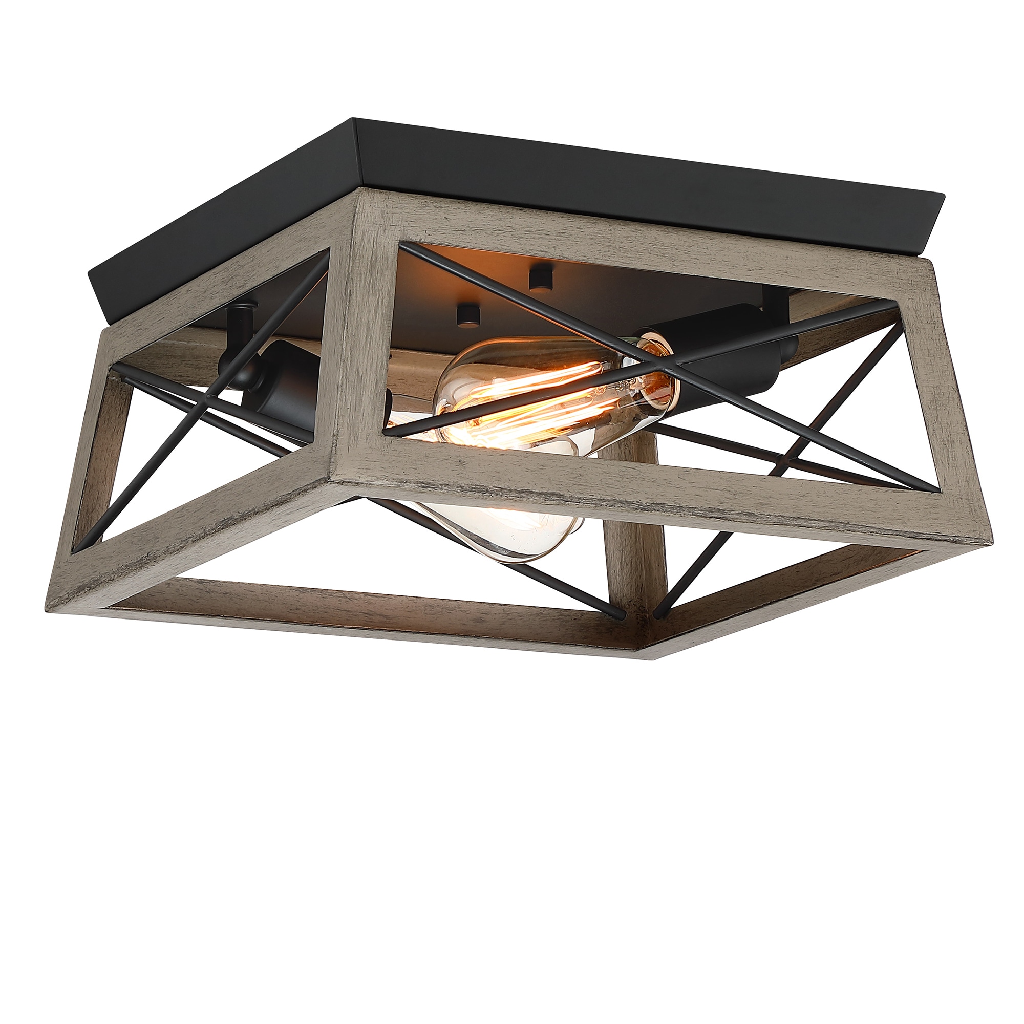 WELLFOR TTC70492WD TC Flush Mount Lighting 2 -Light 12-in Matte Black Integrated LED Flush Mount Light