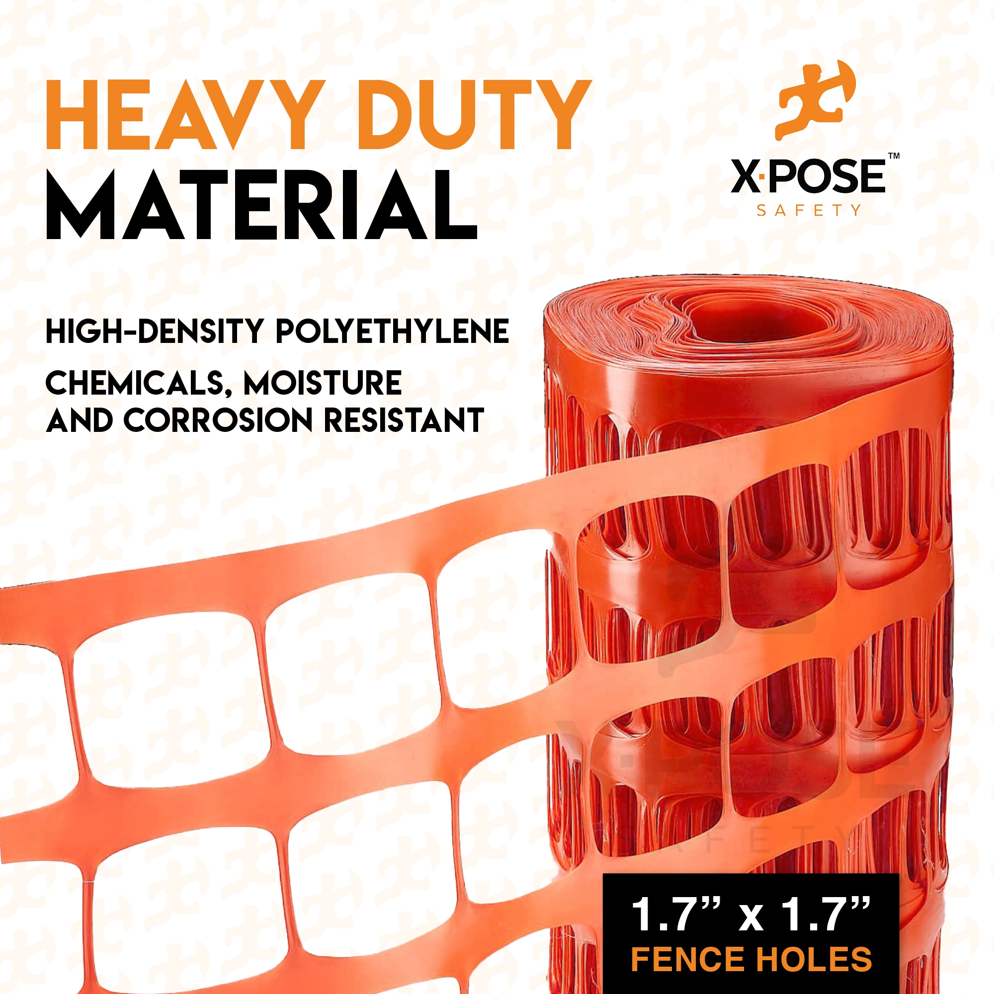 XPOSE SAFETY Orange PVC Bamboo Fence, 100ft x 4ft Roll