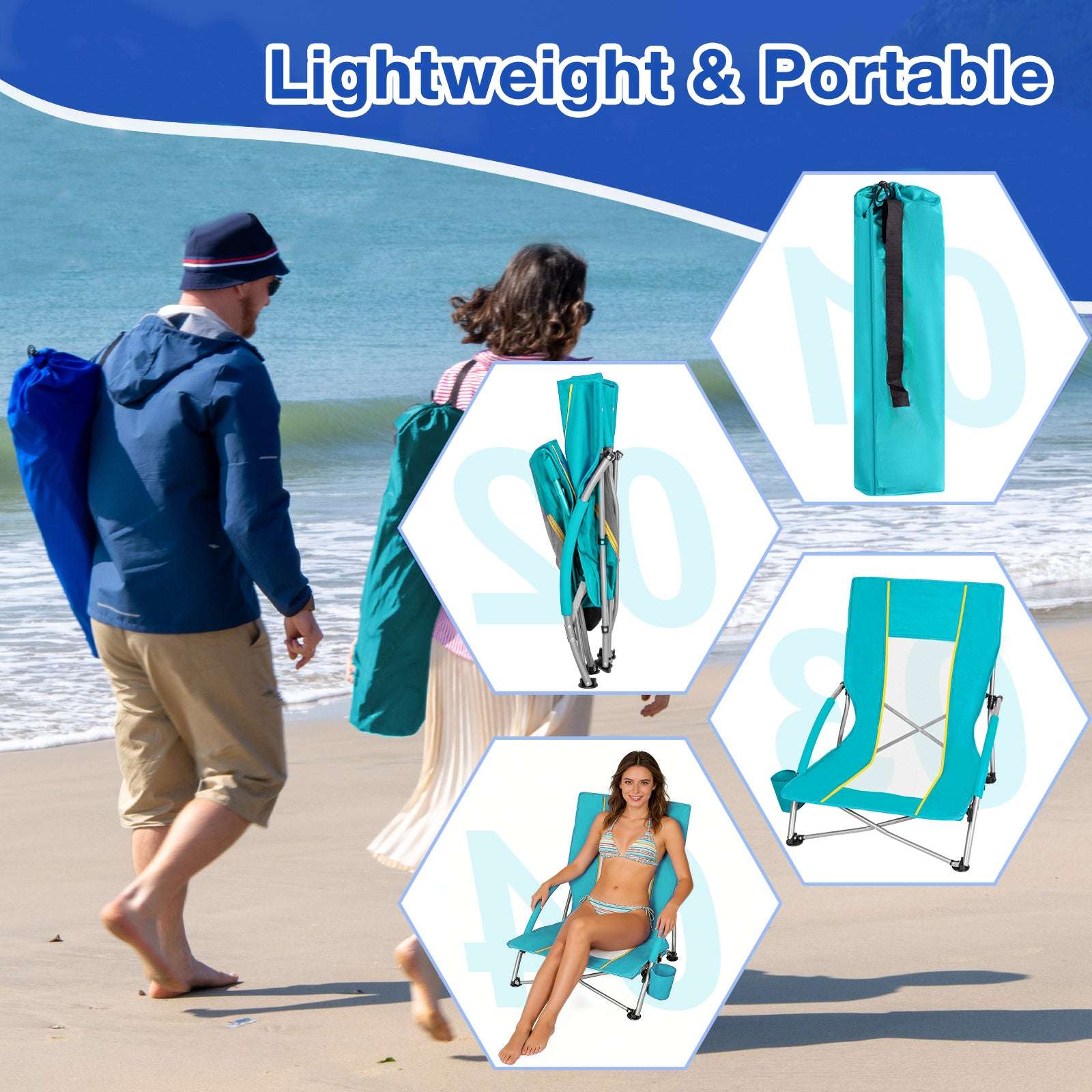 テーブル・チェア・ハンモック PFS LAWN CHAIR - LOW BACK BEACH CHAIR Sunspire 2 Pack Low Beach Chairs for Adults Folding Camping Chair