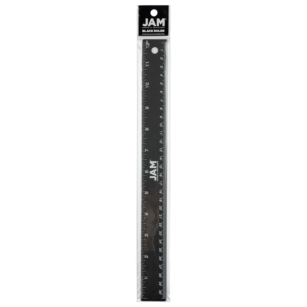 JAM PAPER Strong Aluminum Ruler 12 Inch Sold Individually Metal Ruler with Non-Skid Cork Backing Purple Metallic 