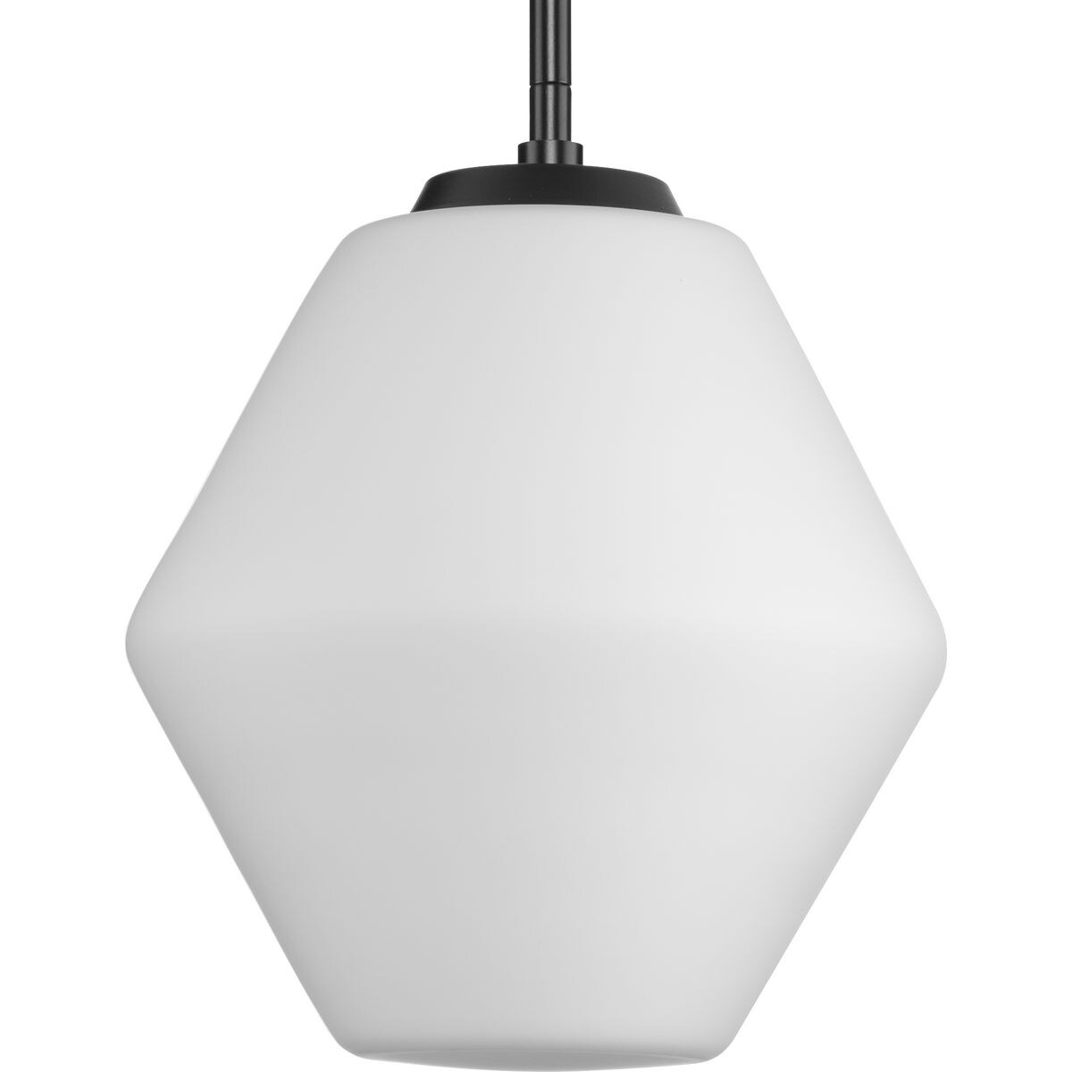 Progress Lighting P500409-31M Copeland 1 -Light Matte Black Mid-century Etched glass Geometric Medium Hanging Pendant light