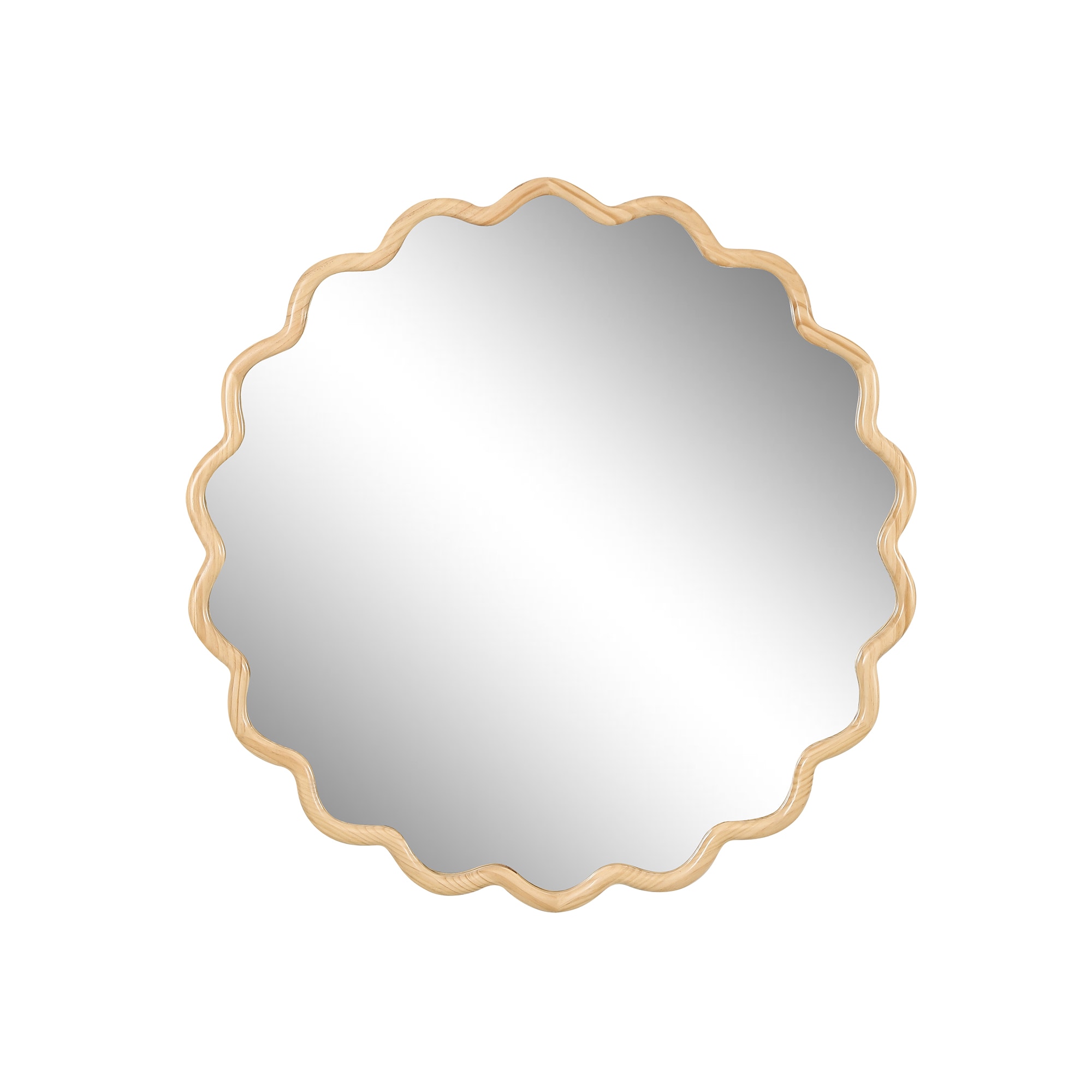 SINOFURN SYD240009GD 35.6-Inches W x 35.6-Inches H Irregular Natural Wood Framed Wall Mirror