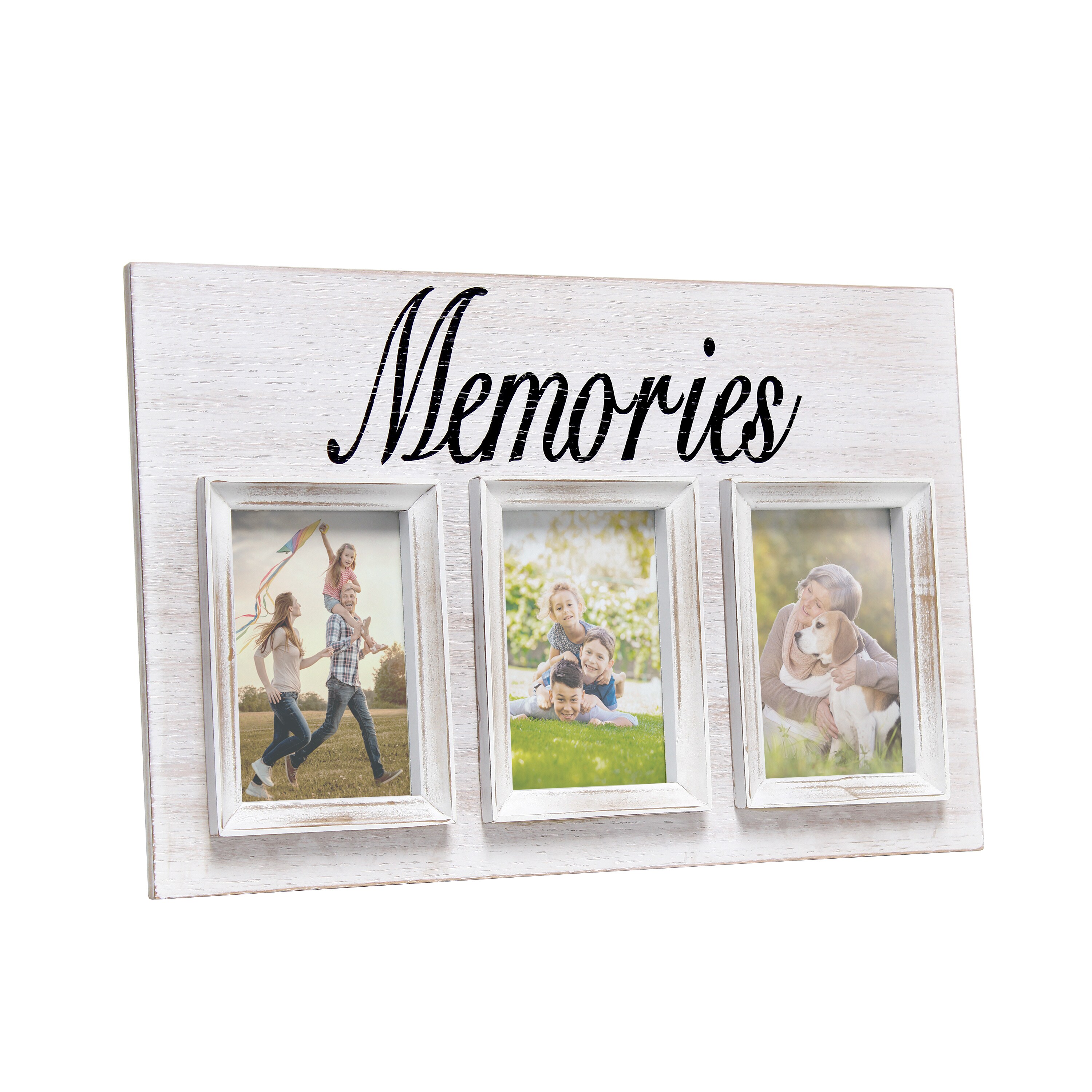 Elegant Designs 3 Photo Collage Frame 4x6 Picture Frame, White Wash  Family