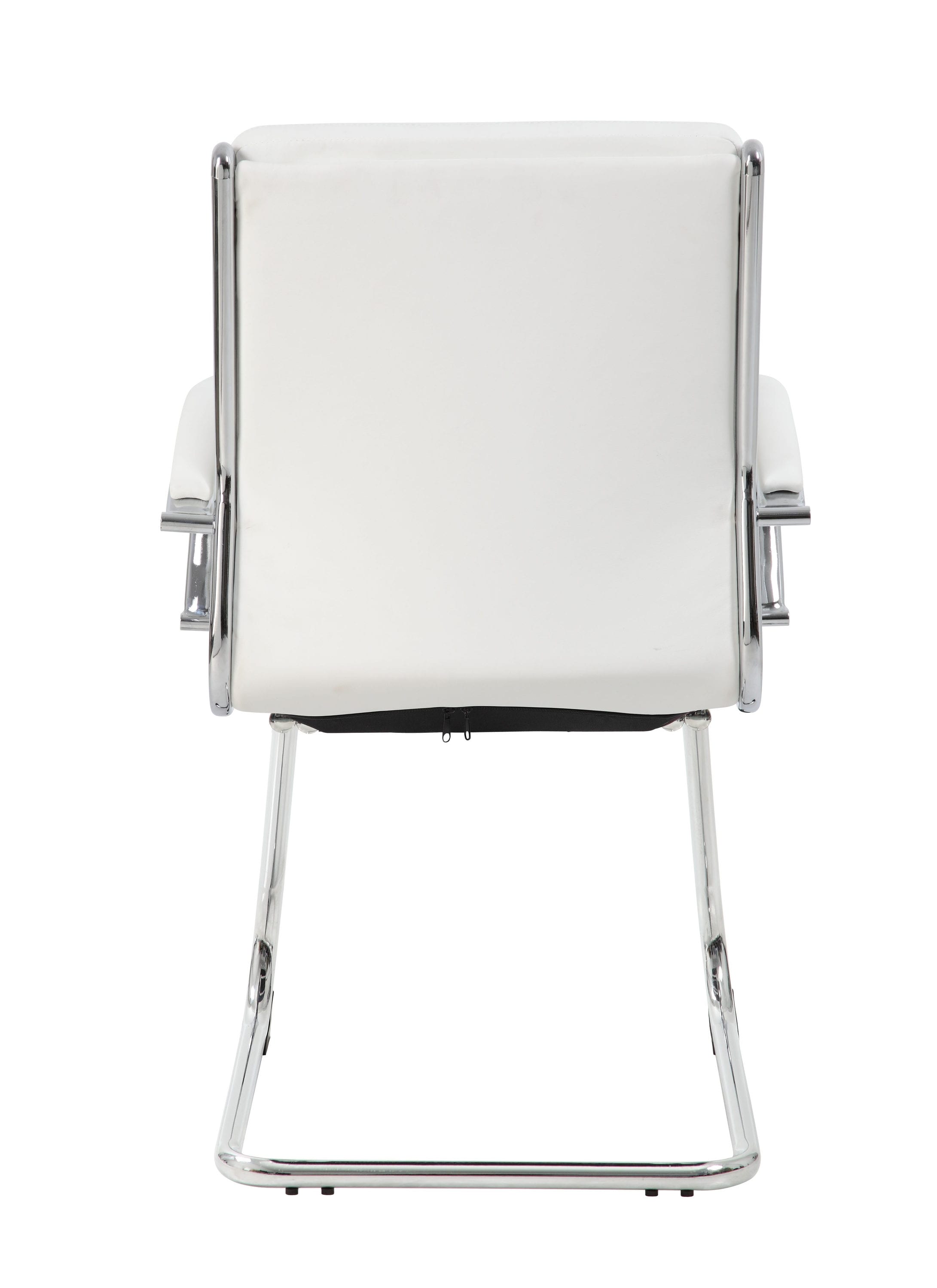 Chic White CaressoftPlus Executive Guest Chair with Chrome Finish