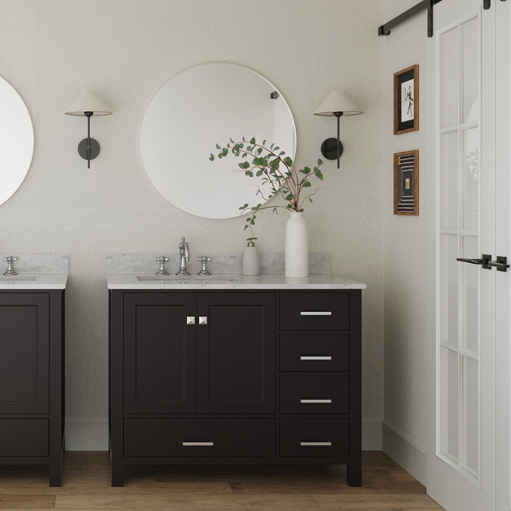 ARIEL Cambridge 37-in Midnight Blue Undermount Single Sink Bathroom Vanity  with Pure White Quartz Top in the Bathroom Vanities with Tops department at