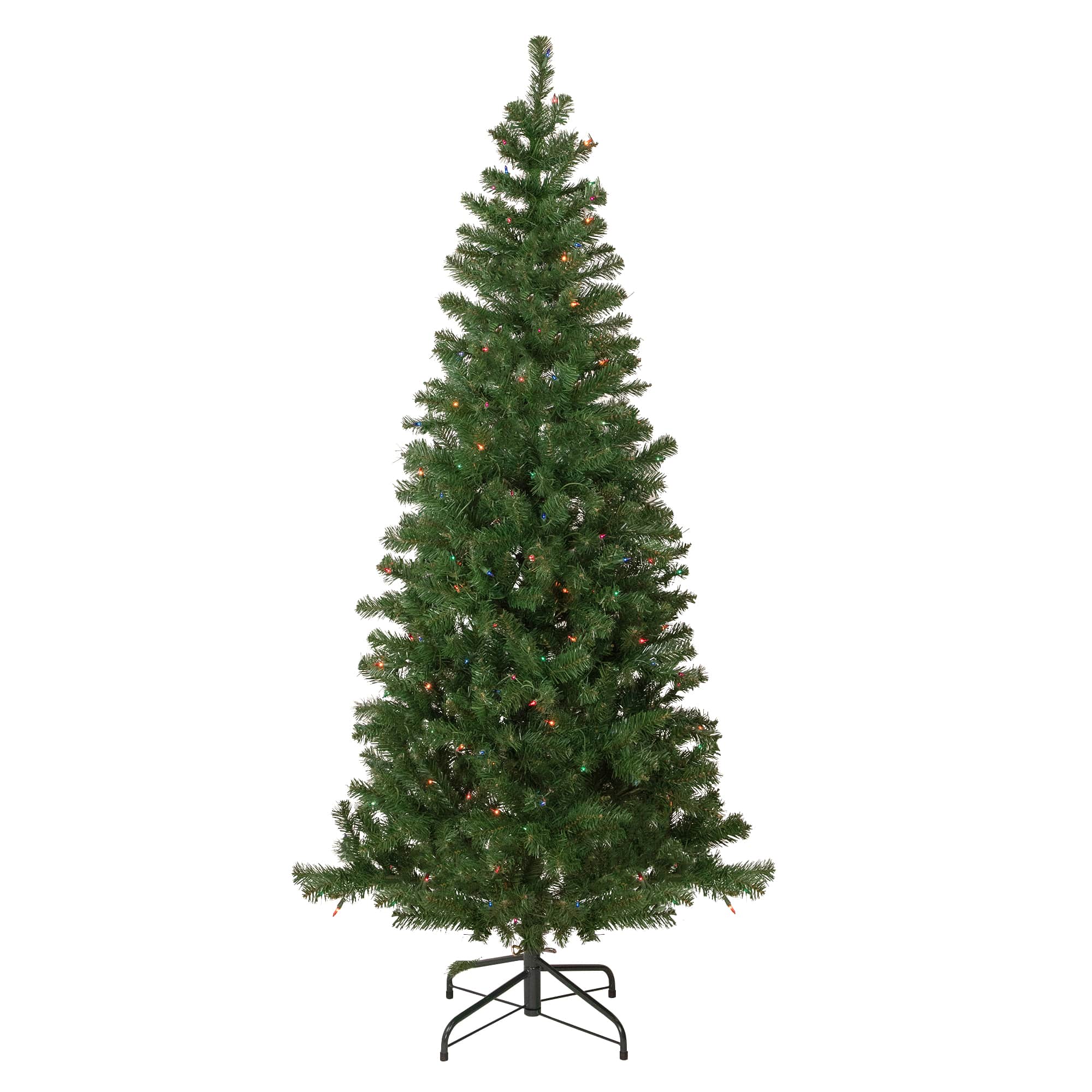 Northlight - 6 feet Pre-Lit Wilson Pine Slim Artificial Christmas Tree Multi Lights