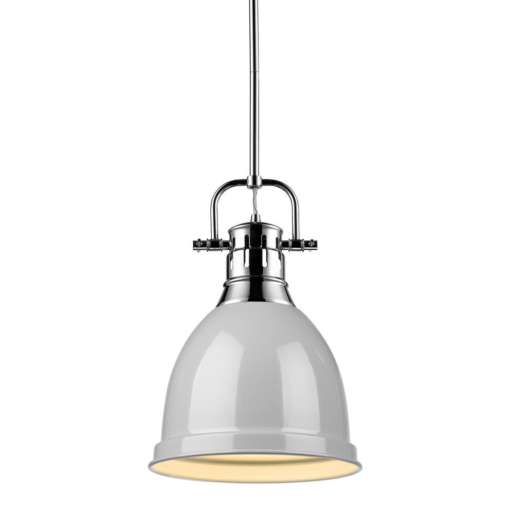 Golden Lighting 3604-S CH-GY Duncan 1 -Light Chrome Transitional Dome Mini Hanging Pendant light