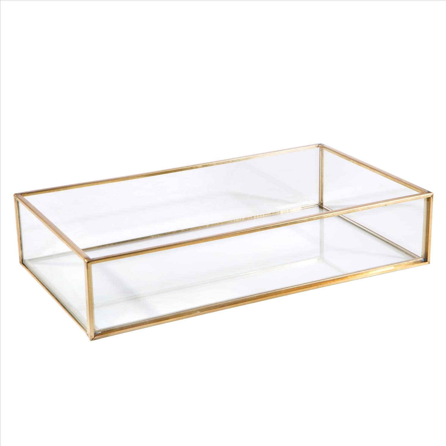 Home Details Gold Glass Casual Decorative Box in the Decorative ...