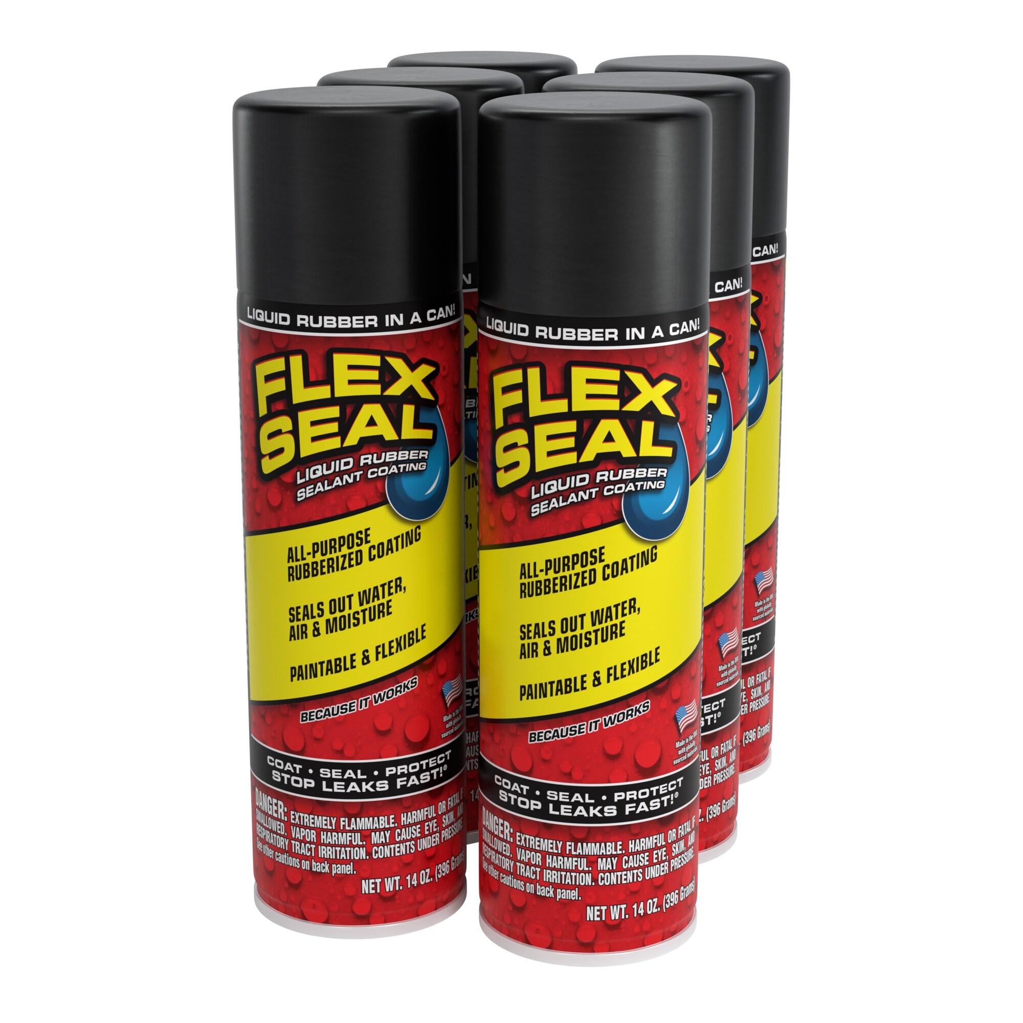 Flex Seal FSR20-CS 14-fl oz Black Aerosol spray Waterproof Rubberized Coating 6 -Pack