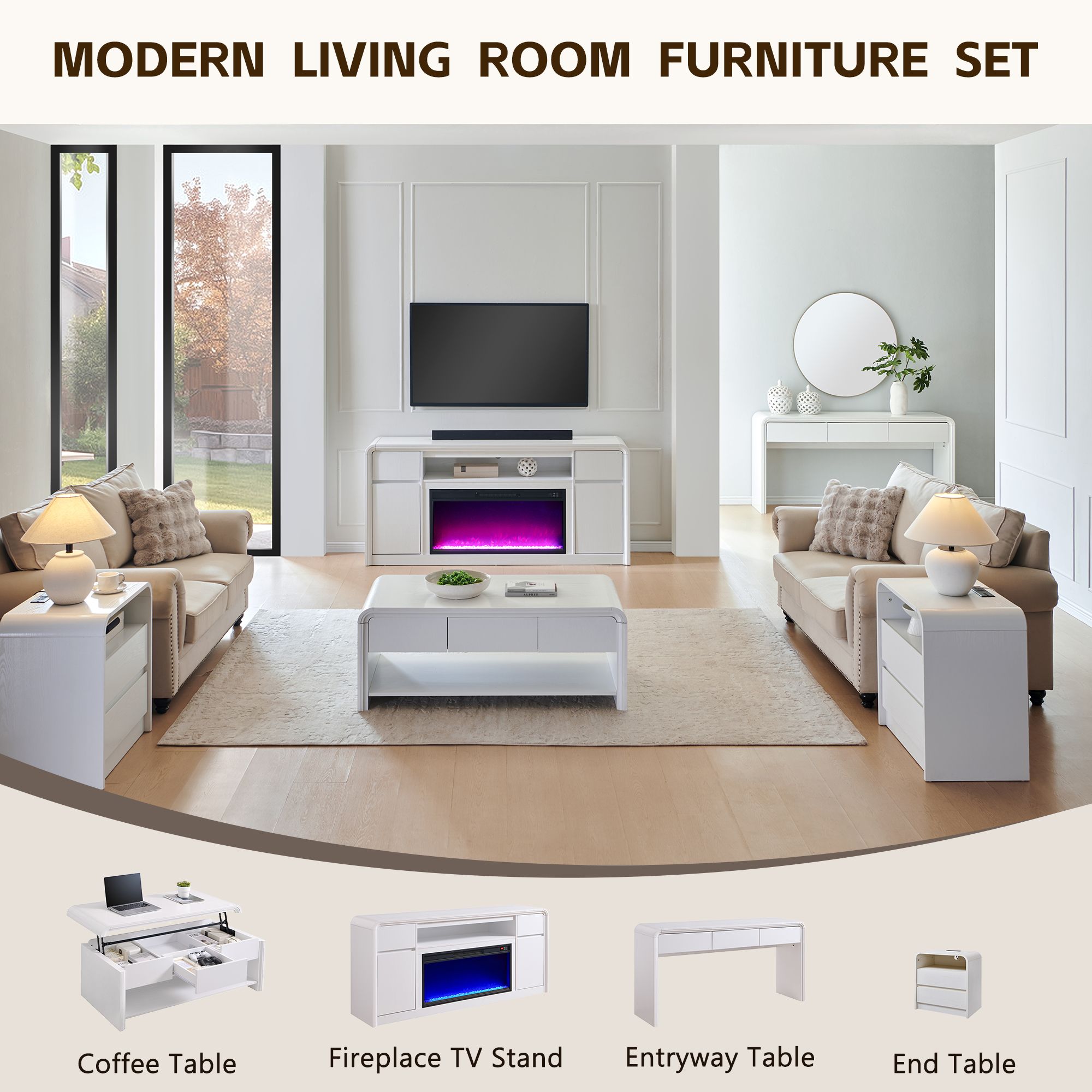 DecorUHome LDQM70TV-WH-PRO Tv-Stands - View #7