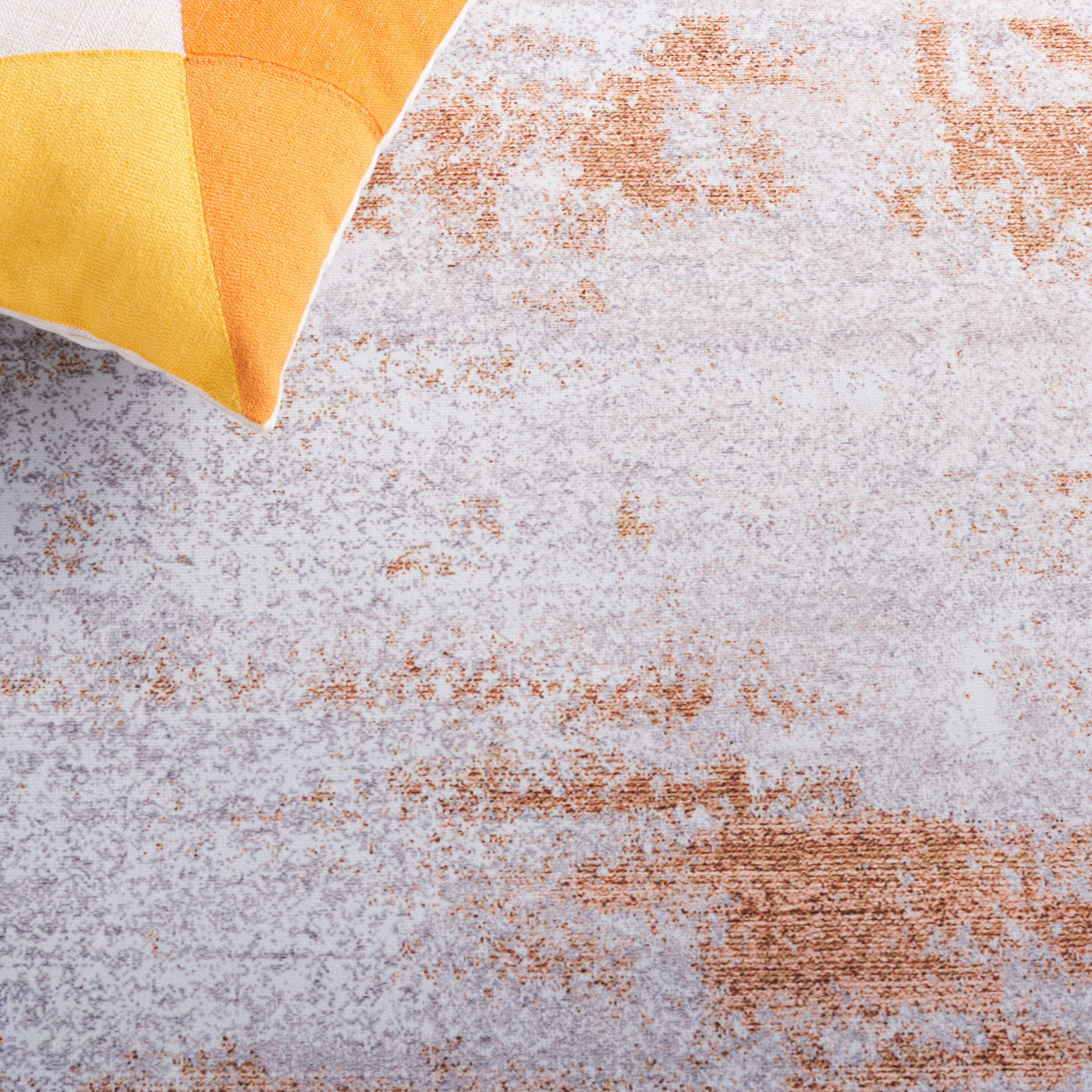 Gray and Rust Abstract Synthetic 4' x 6' Area Rug