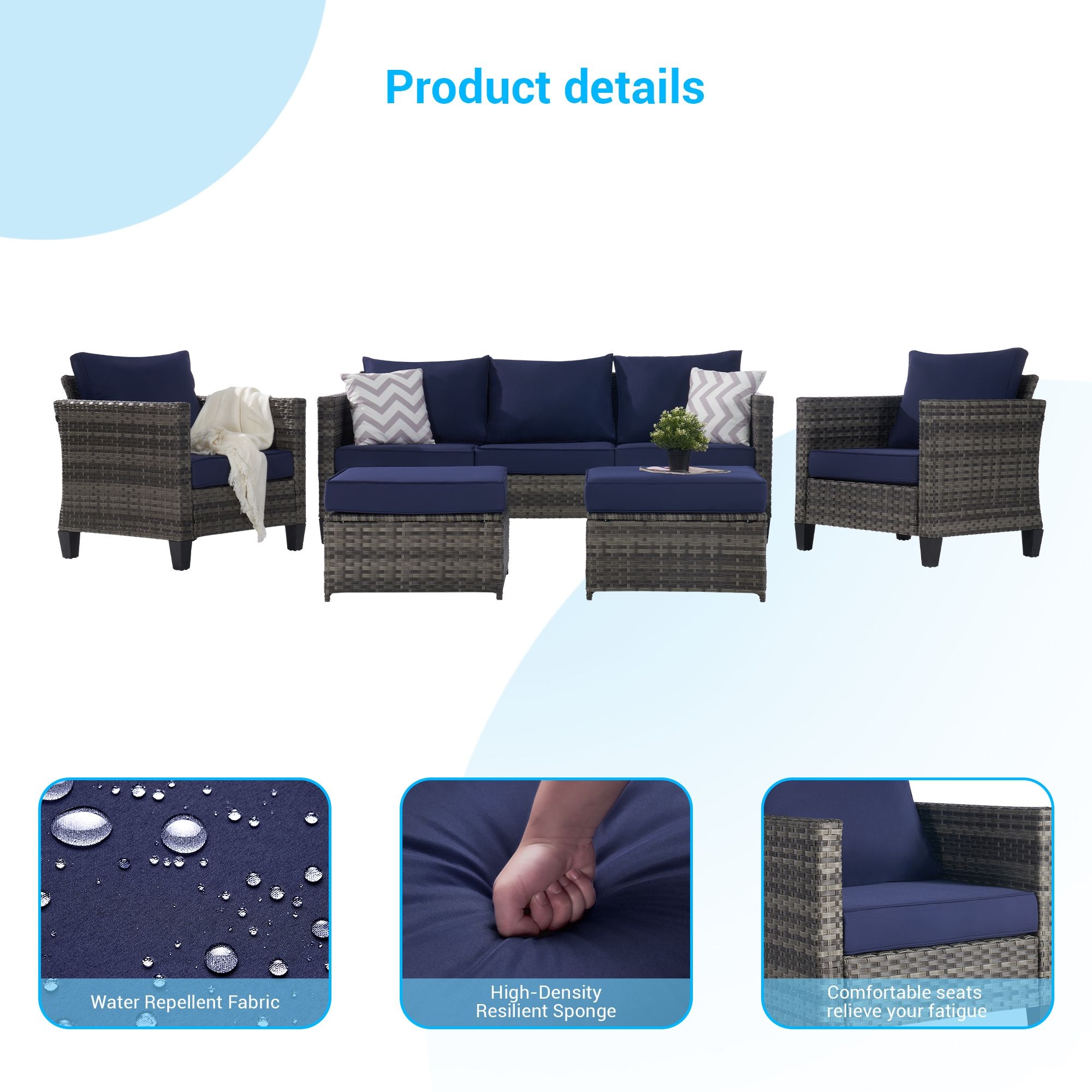 SANSTAR LRS-WS81BU Patio-Conversation-Sets - View #4