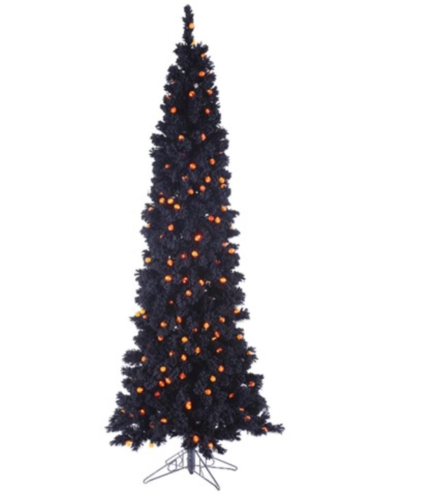 Northlight 6.5-ft Pre-Lit Slim Artificial Halloween Tree with Orange ...