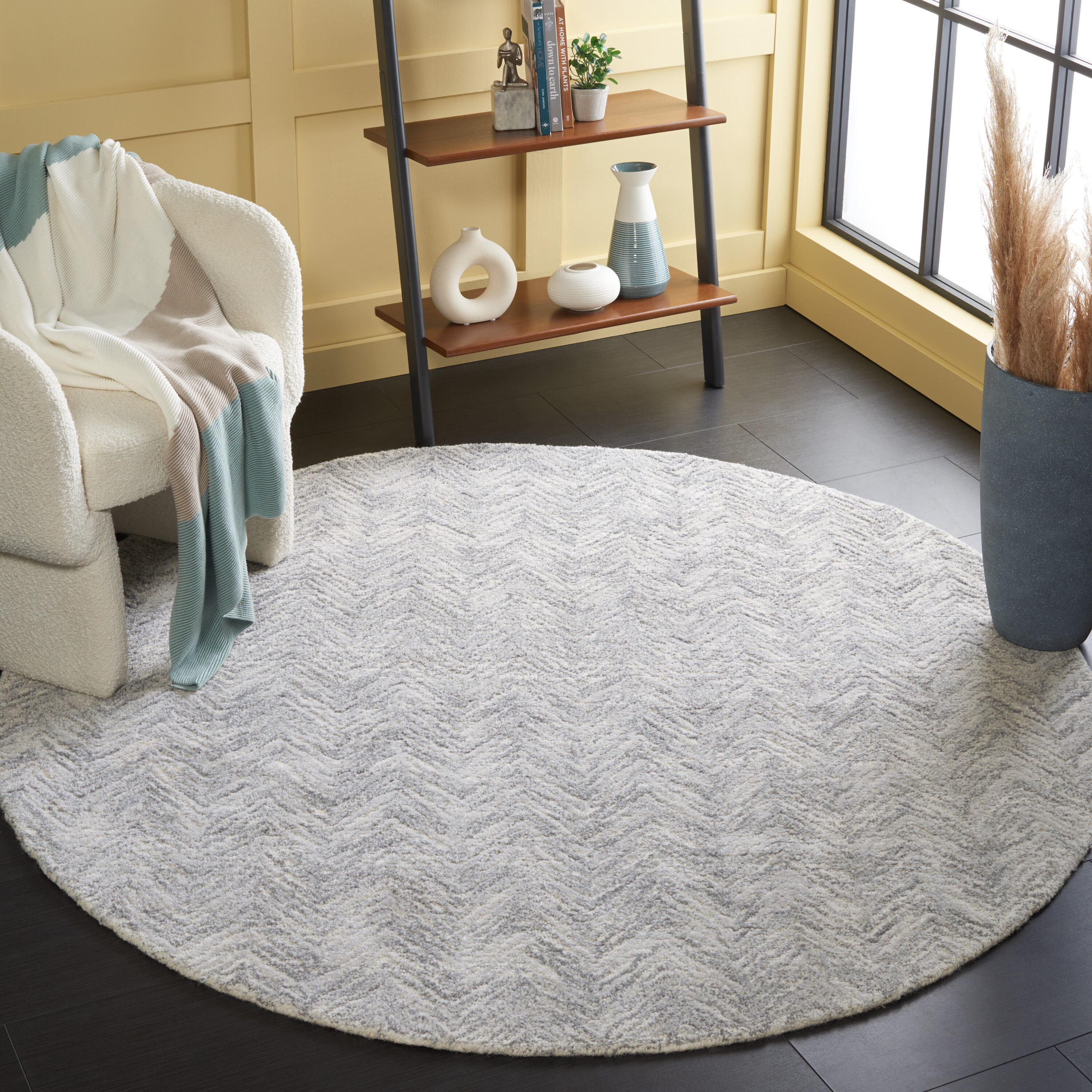 Metro 181 Silver Contemporary 6Ft x 6Ft Round Rug