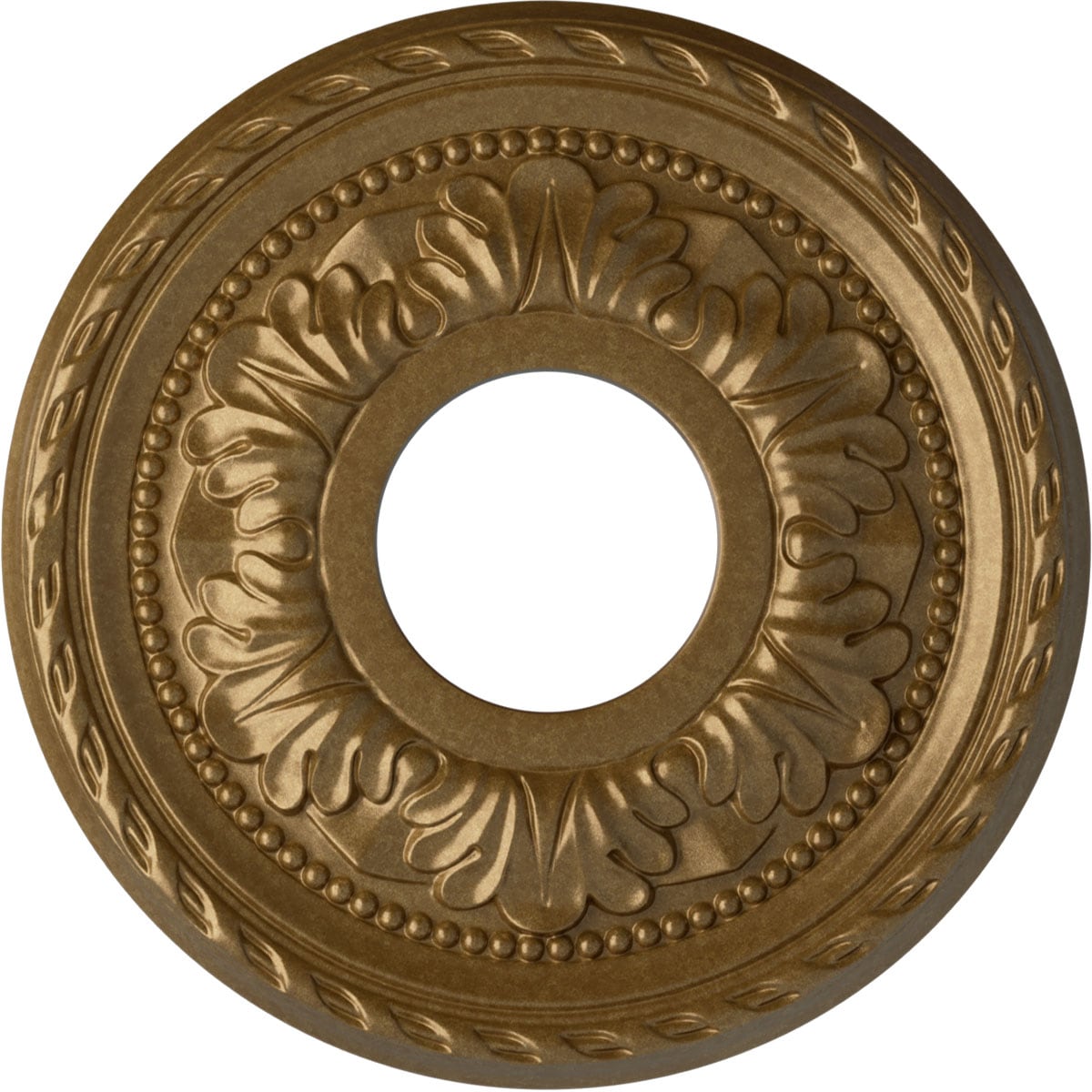 Ekena Millwork CM11PMPAS Palmetto 11.375-in W x 11.375-in L Painted Pale Gold Polyurethane Whole Ceiling Medallion