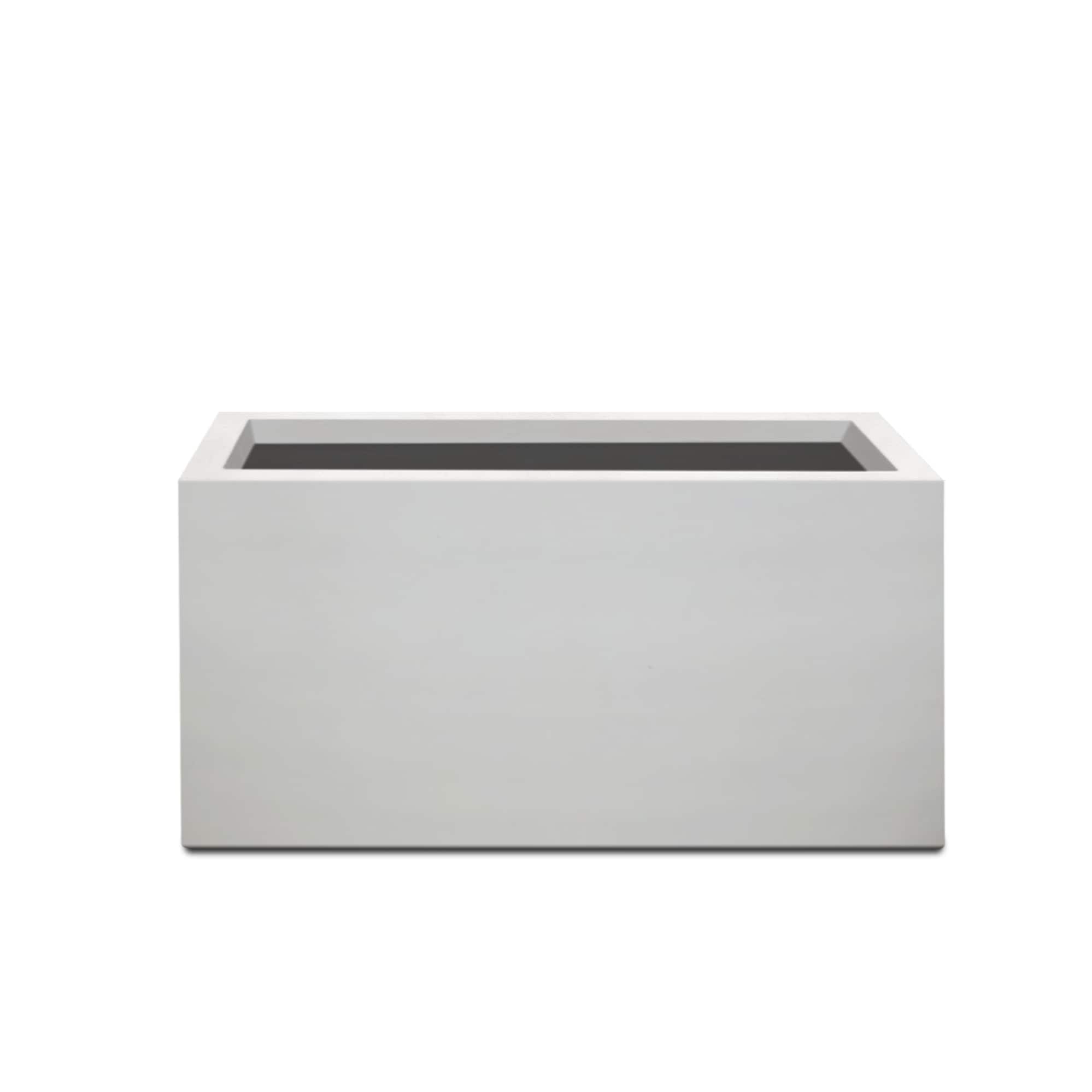 PLANTARA PA104B-8011 Rectangle 15.0-in W Extra Large White Concrete Contemporary/Modern Indoor/Outdoor Planter with Drainage Holes