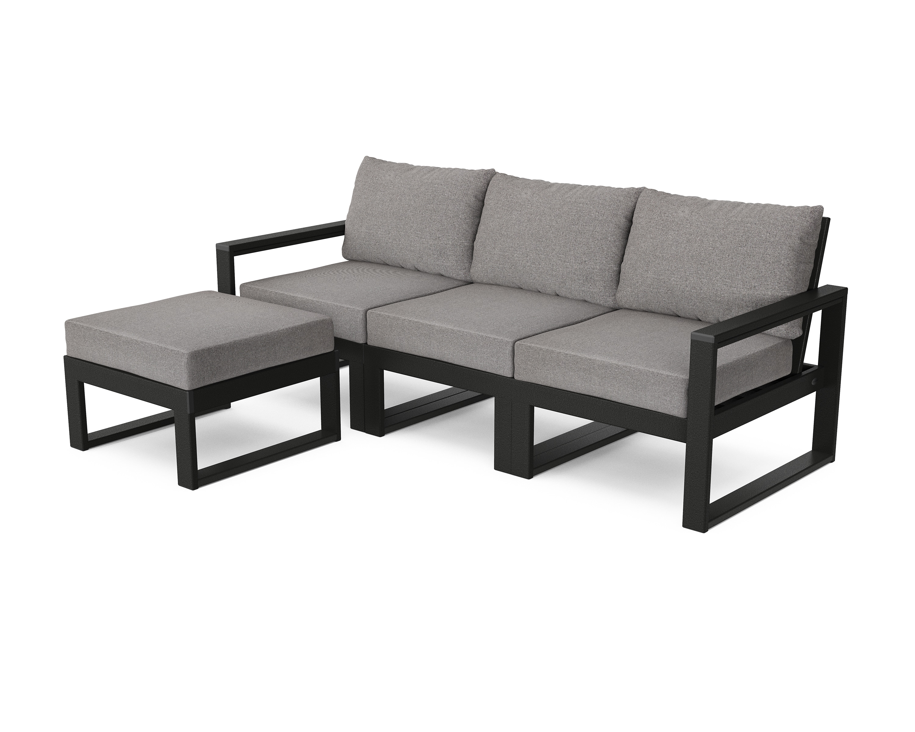 POLYWOOD PWS524-2-BL145980 Edge 4 -Piece Patio Conversation Set with Gray Revolution Cushions