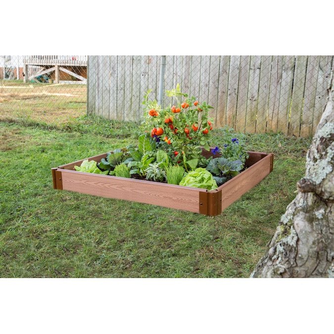 Raised Garden Bed Kit Earth Brown Resin Vegetables Planter Patio Deck Gardening 