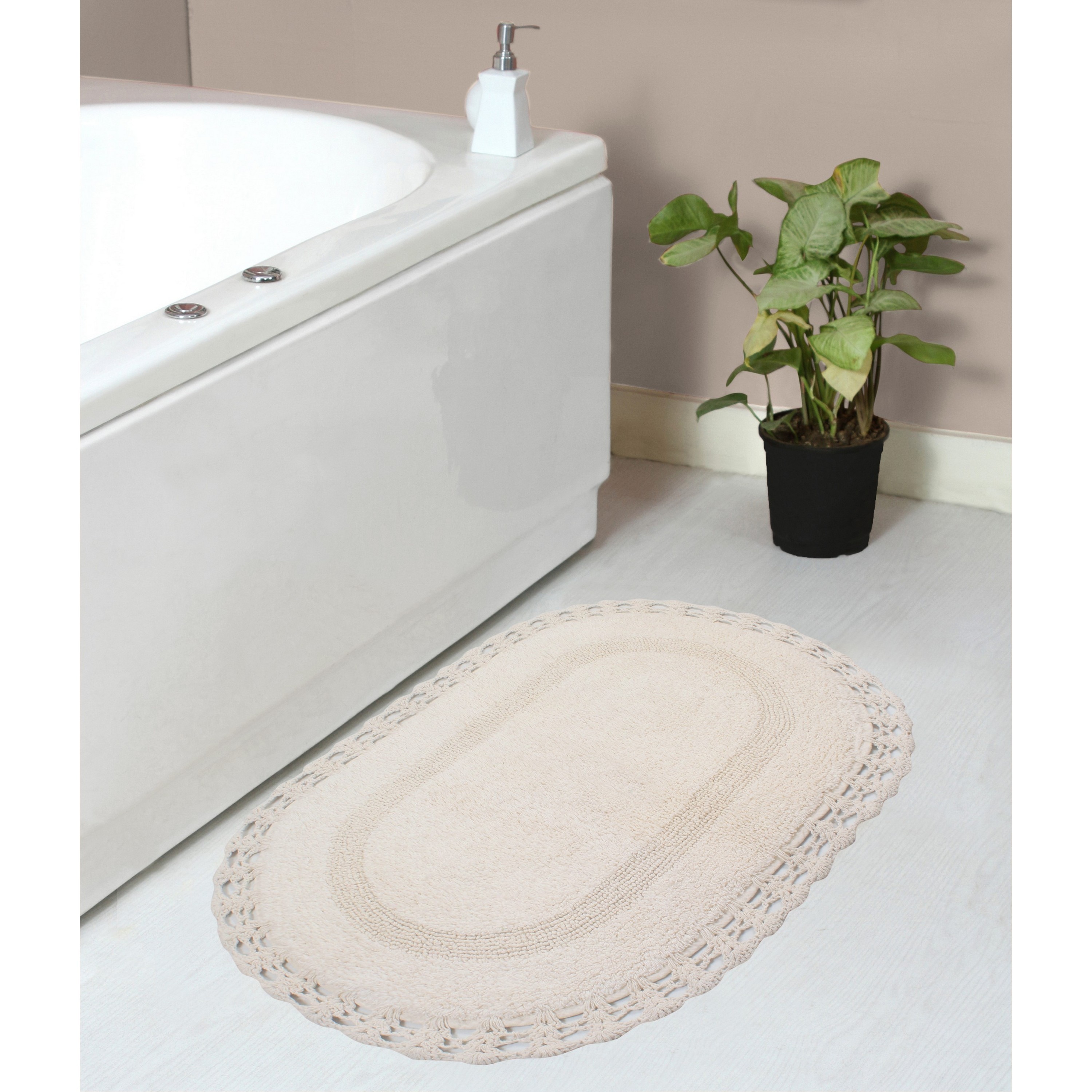 Home Weavers BHAM2134NA Hampton Crochet 21-Inches x 34-Inches Ivory Cotton Bath rug