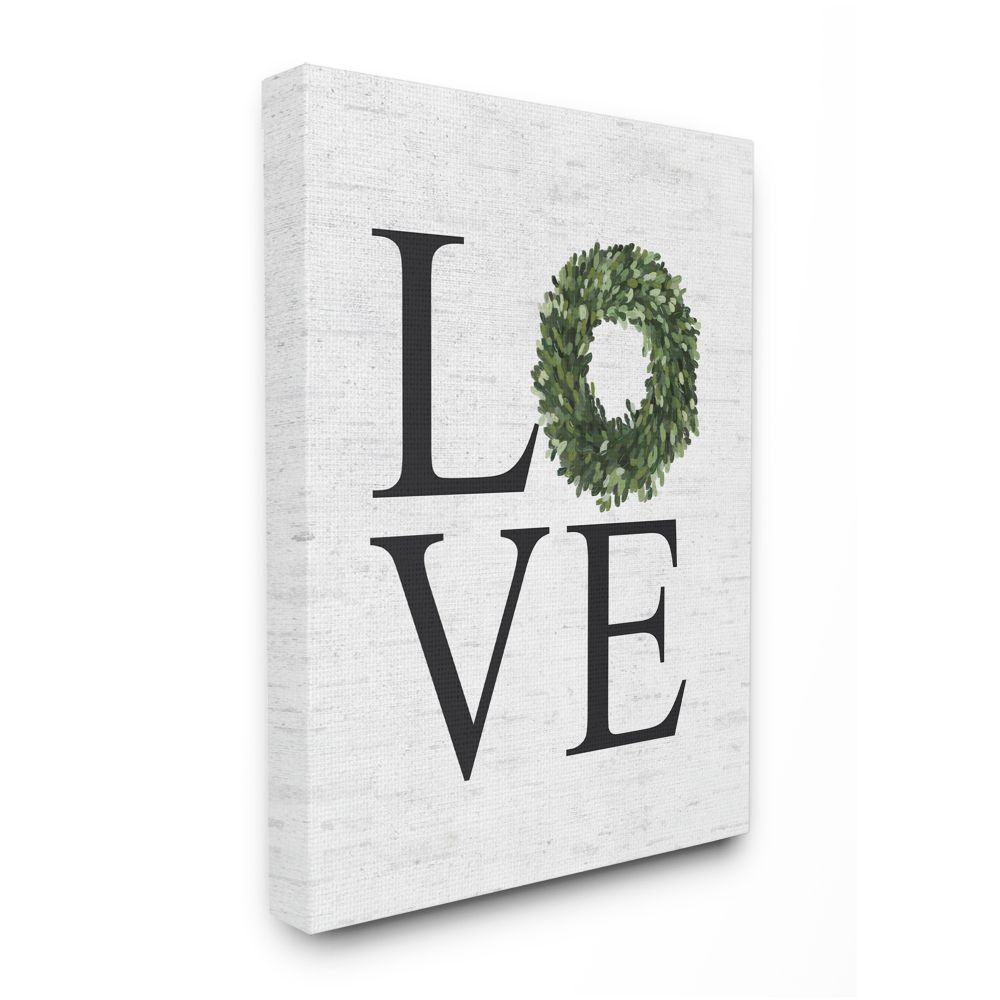 Stupell Industries AB-791-CN-24X30 Love Text with Country Wreath Typography Design Lettered and Lined Gallery Wrapped Canvas 30-Inches H x 24-Inches W Whimsical Canvas Print