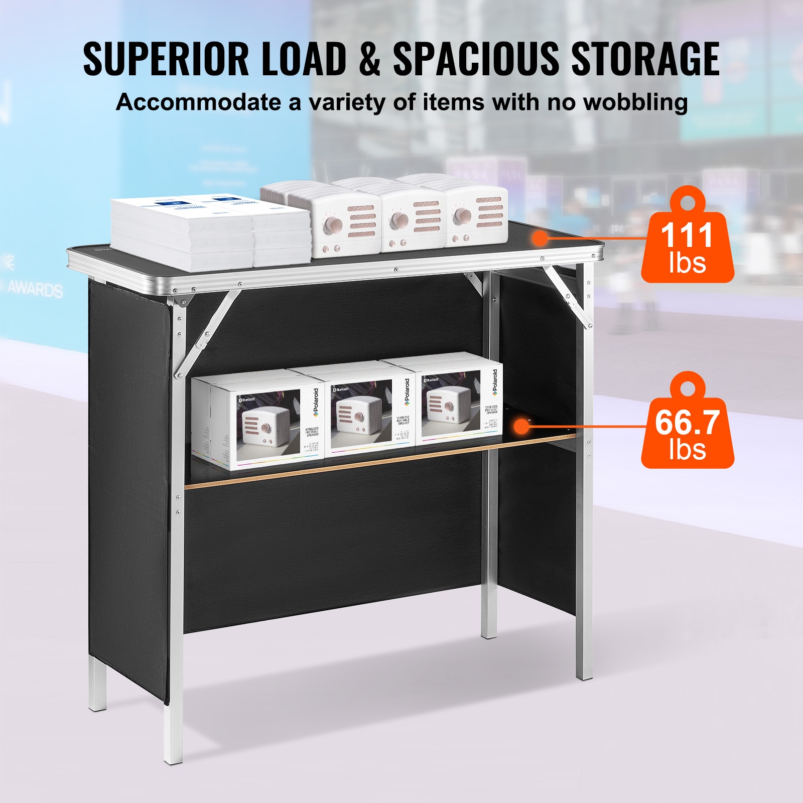 GIVIMO Folding Portable Bar Table 38.39-in Tradeshow Podium Counter ...