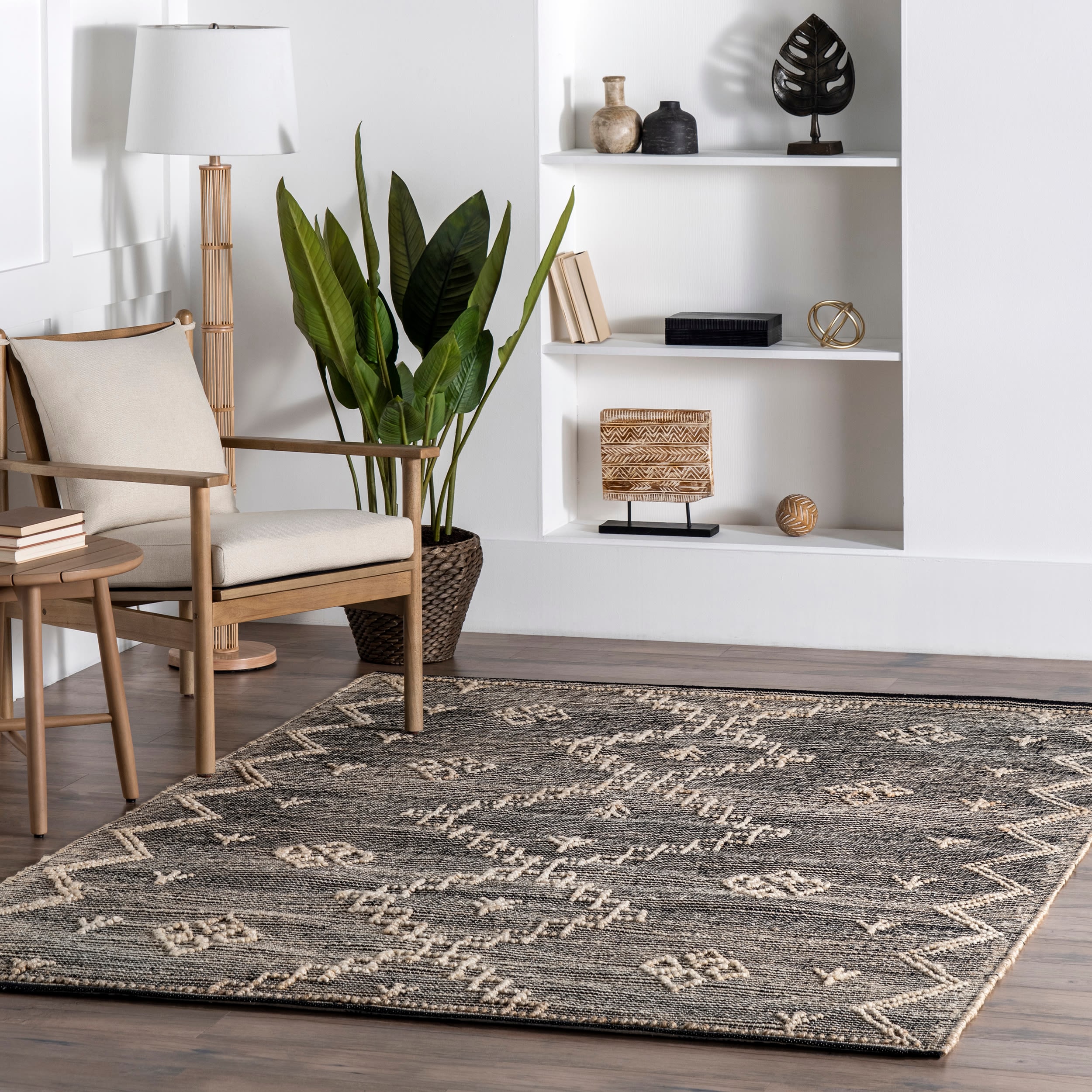 nuLOOM SMRM01A-508 5 x 8 (ft) Knotted Jute Beige Rectangular Indoor Geometric Moroccan Area rug