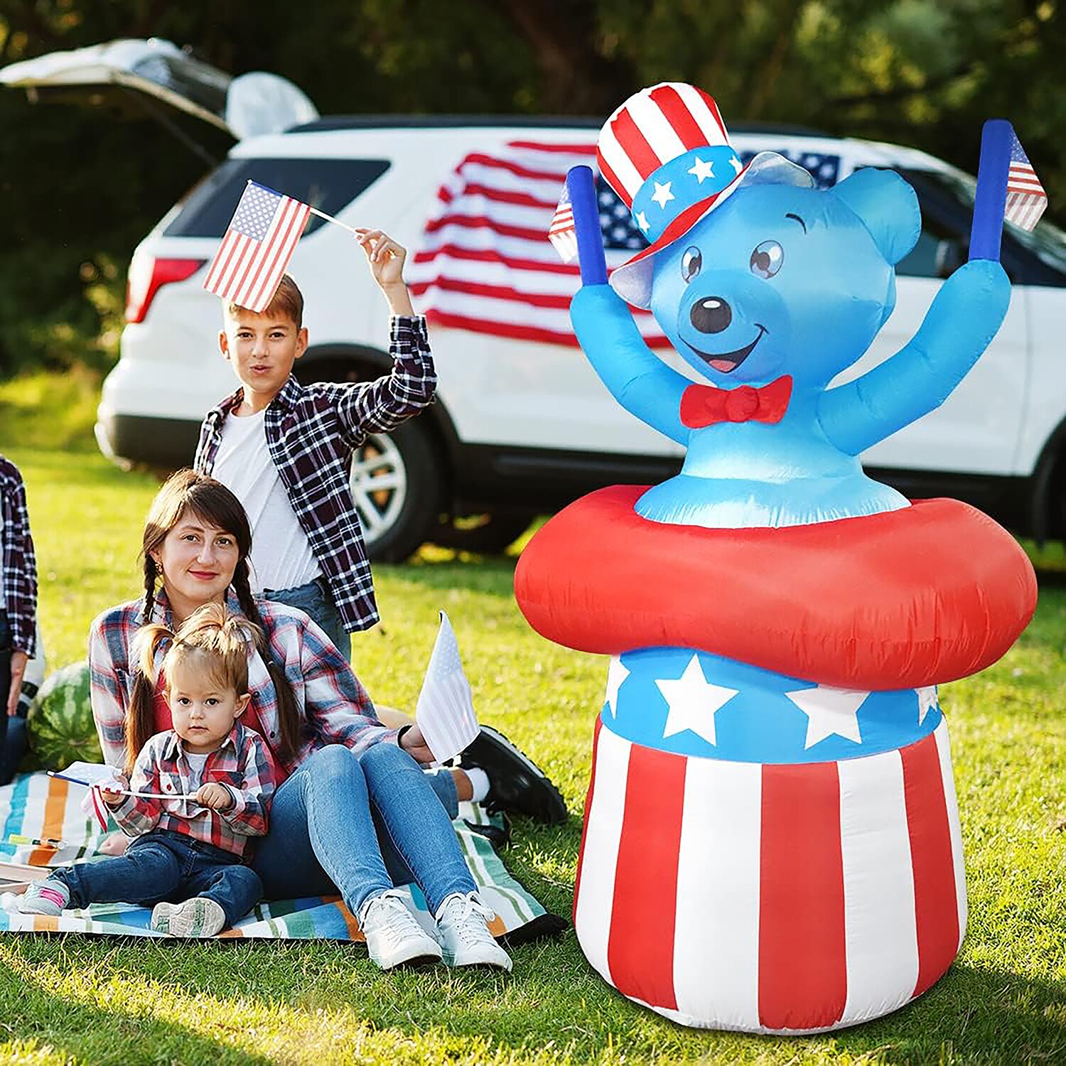 GOOSH 8.5FT Width 4th Of July Inflatables Bald Eagle Outdoor Decorations Patriotic Independence Day Blow Up Yard With Built-in LEDs For Garden Lawn Indoor Party Decor