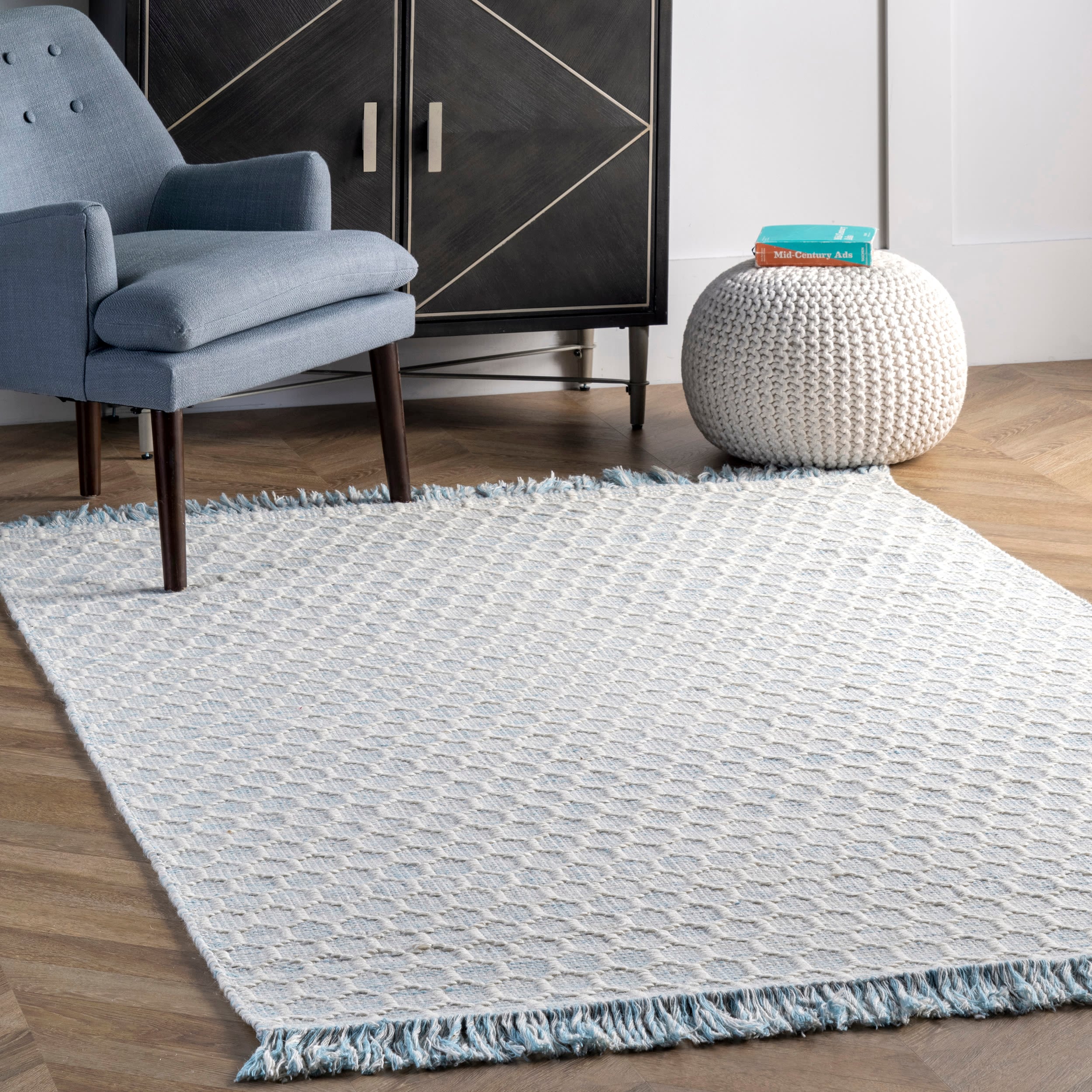 nuLOOM AECR02C-406 Wylie 4 x 6 (ft) Wool Baby Blue Rectangular Indoor Geometric Area rug