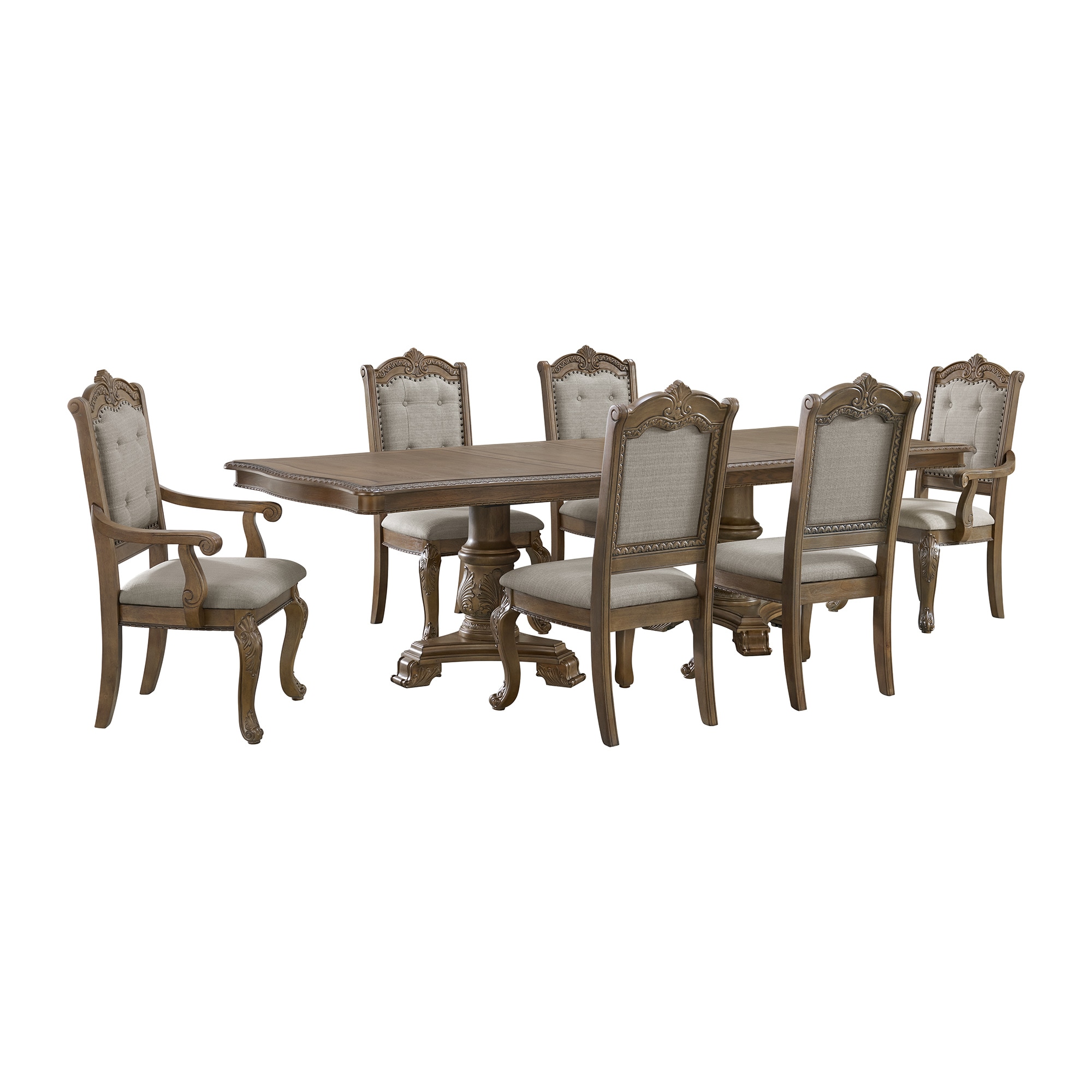 Picket House Furnishings D-10460-5-DTAC-7PC Denali Walnut Traditional Dining Room Set with Rectangular Table ( Seats 6 )