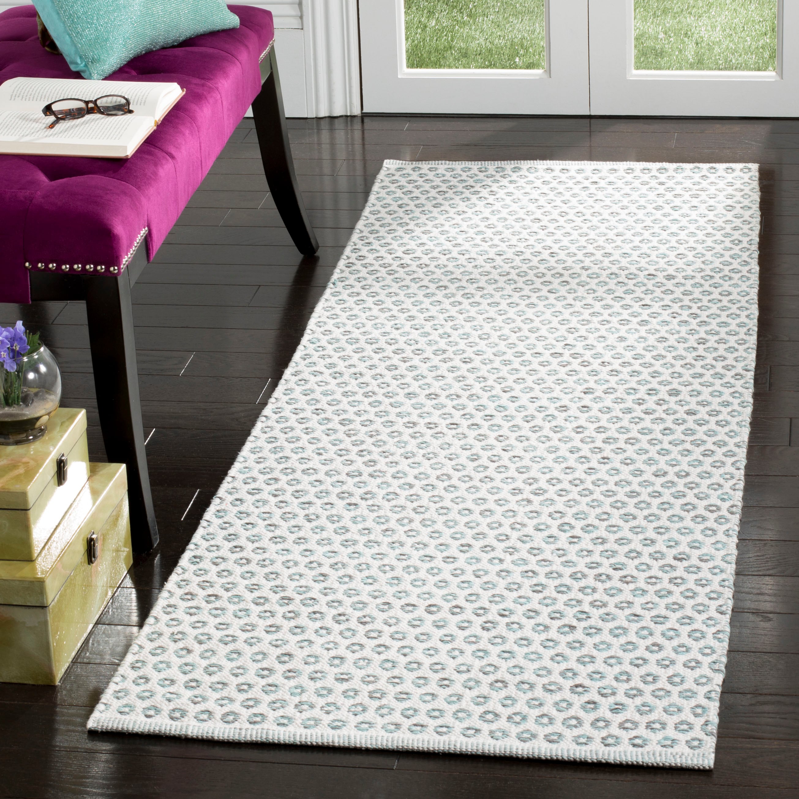 Ivory Slate Handwoven Flatweave Cotton-Wool Runner Rug 2'3" x 7'