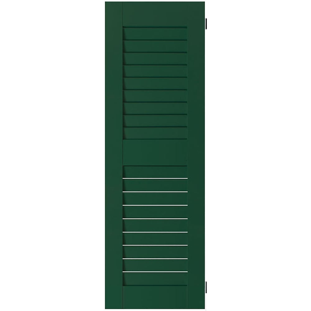 Ekena Millwork RWL15X036CGM 15-in W x 36-in H Chrome Green Louvered Wood Exterior Shutters ( 2 -Pack )