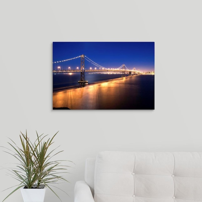 GreatBigCanvas Illuminated Bay Bridge, San Fran 16-in H x 24-in W ...
