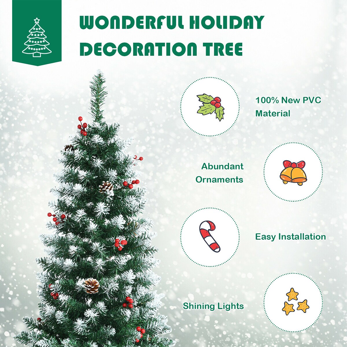 WELLFOR CM-HFY-23666US Artificial-Christmas-Trees - View #5